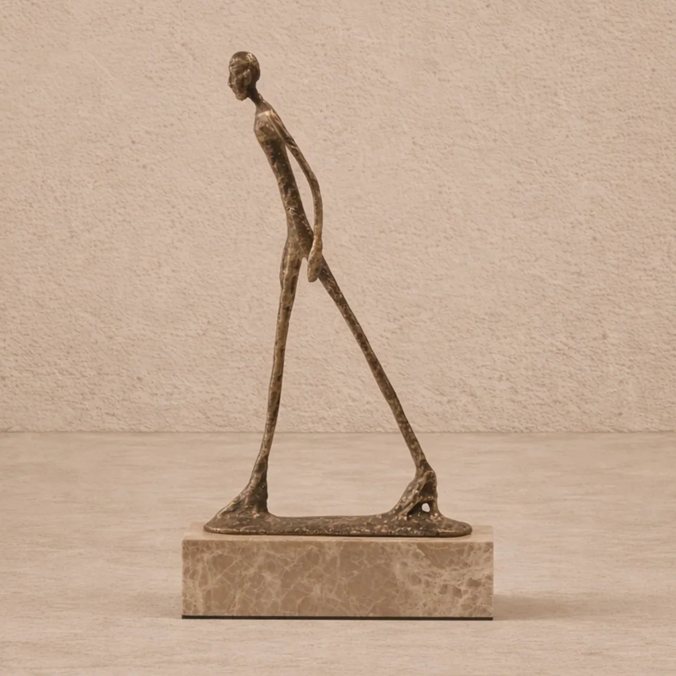 Stride Gold Bronze & Marble Sculpture
