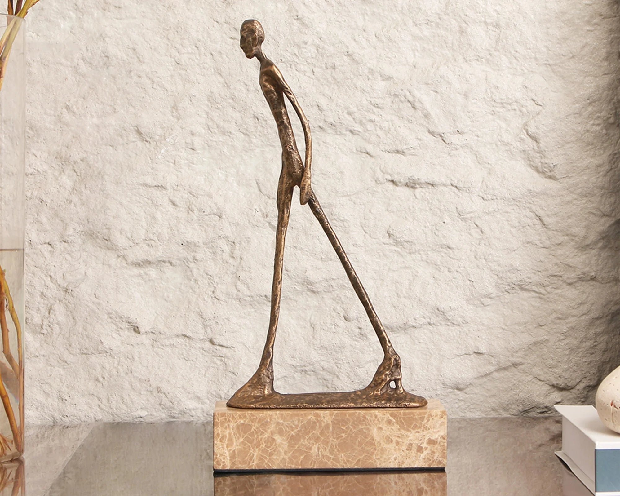 Stride Gold Bronze & Marble Sculpture