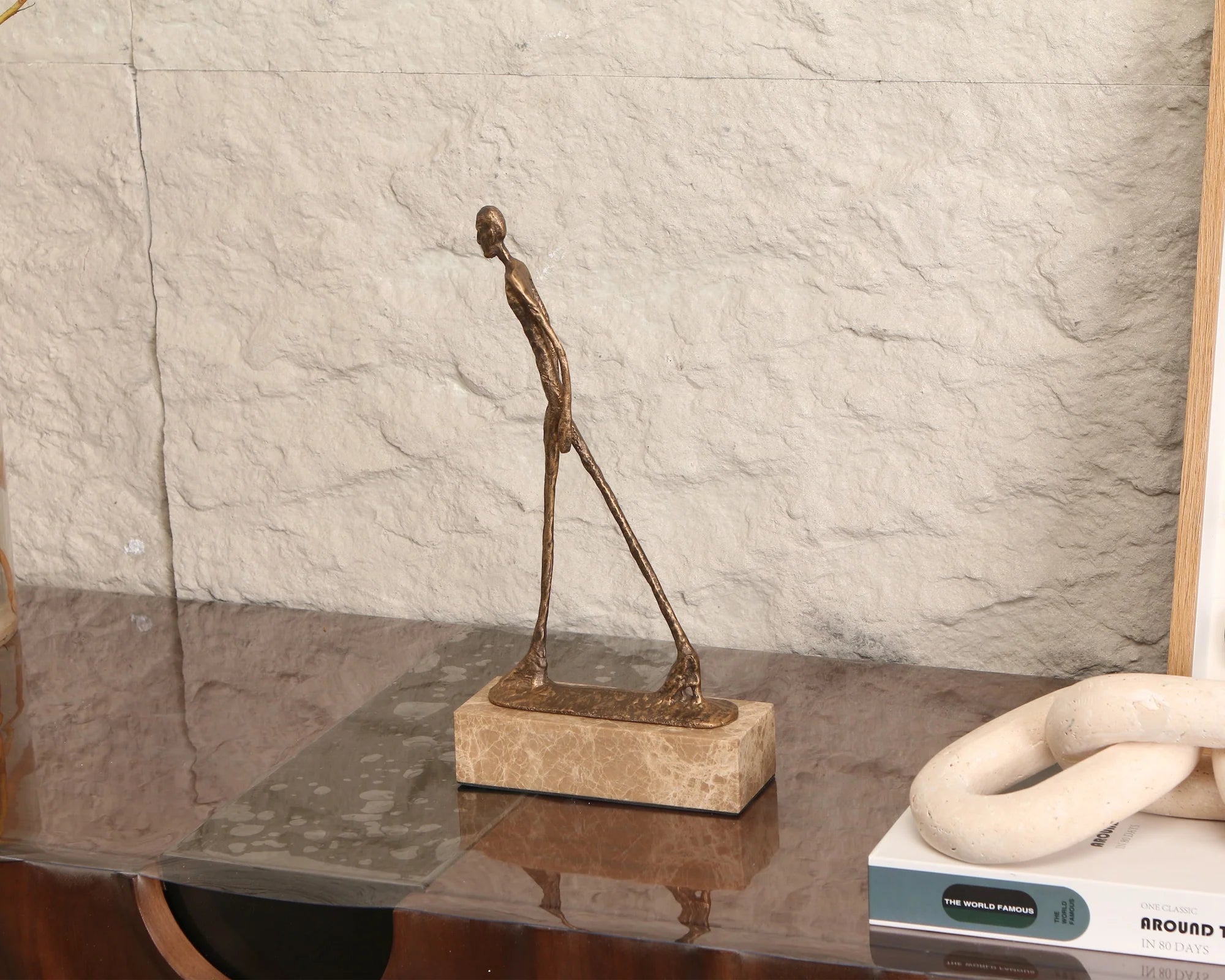 Stride Gold Bronze & Marble Sculpture