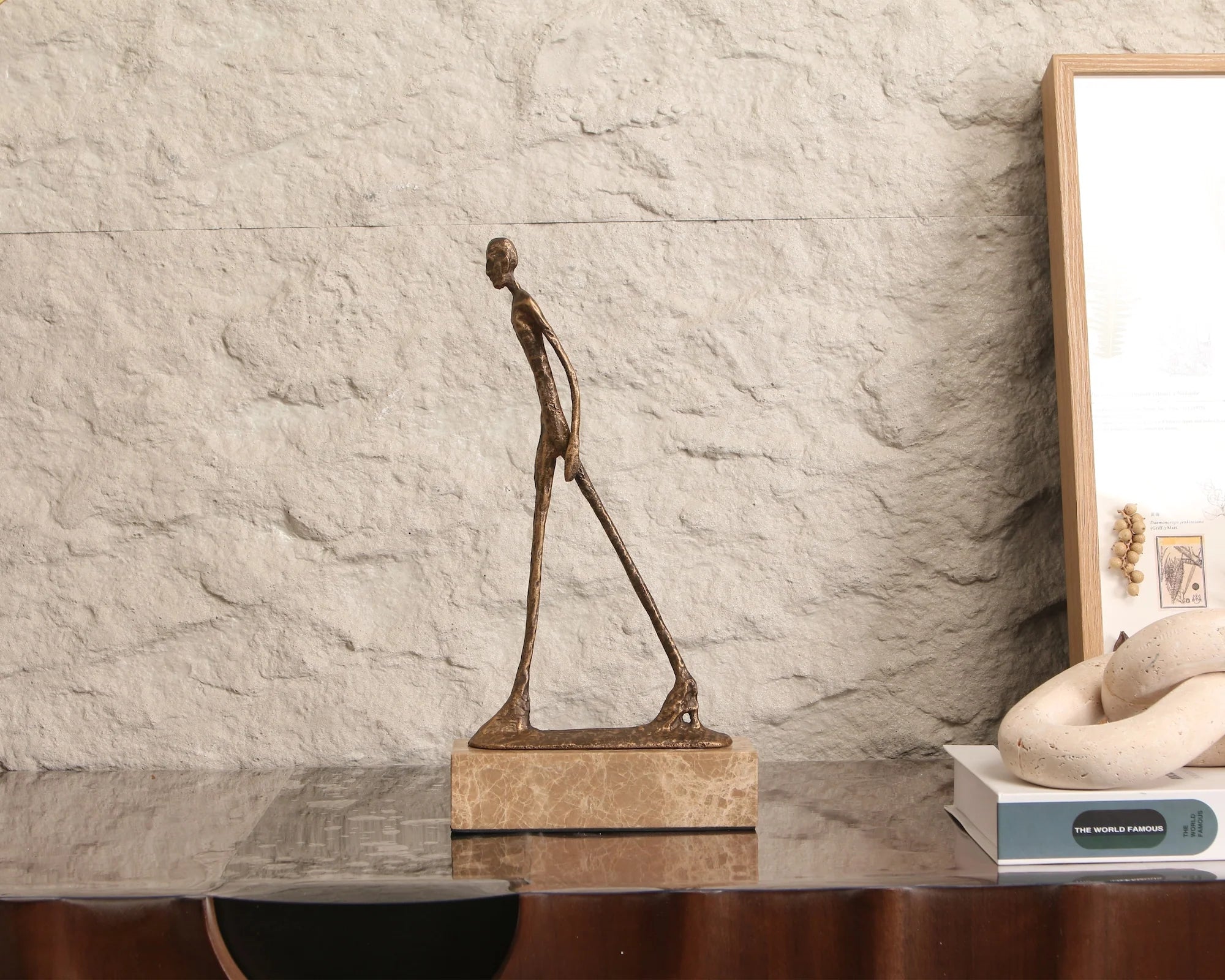 Stride Gold Bronze & Marble Sculpture