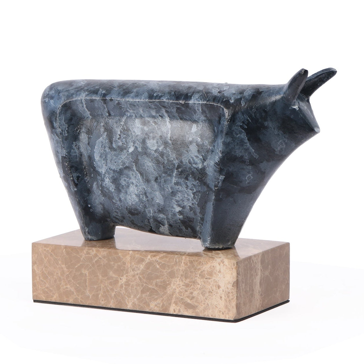 Rhino Antique Blue & Grey & Marble Sculpture