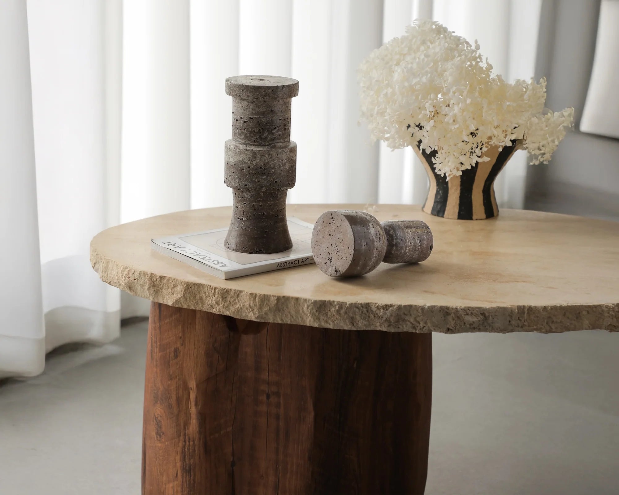 Tasso Dark Brown Marble Candle Holder
