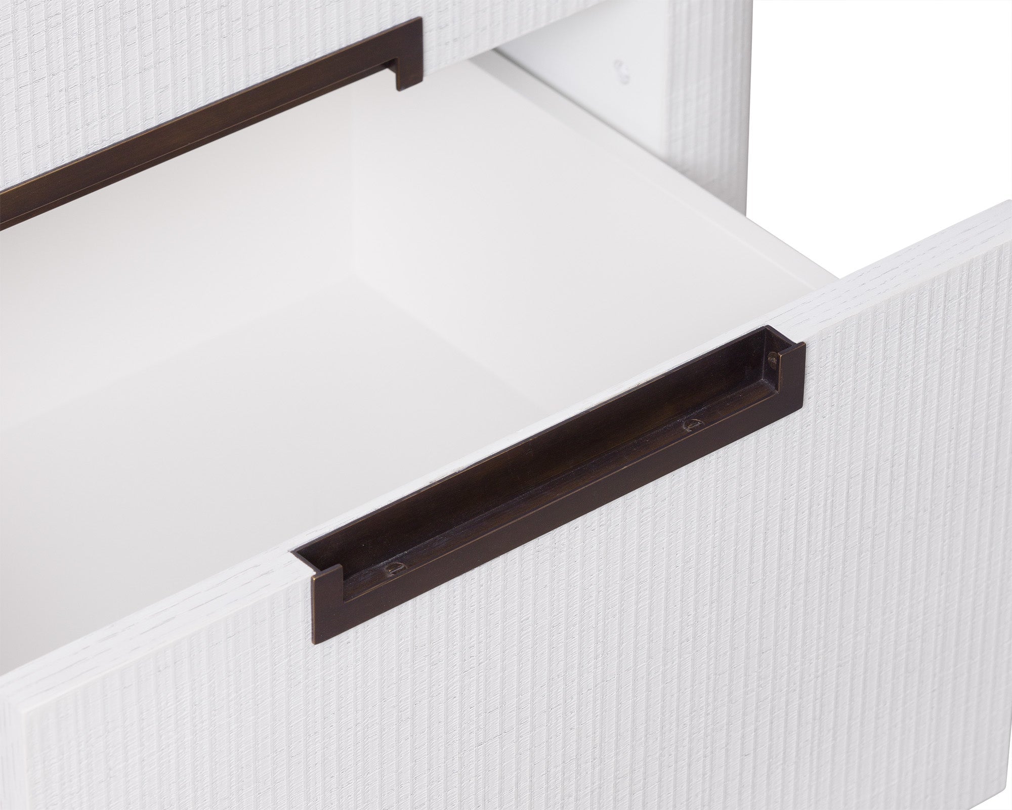 Vitros Bedside Table -  Saw Cut Oak & Antique Brass