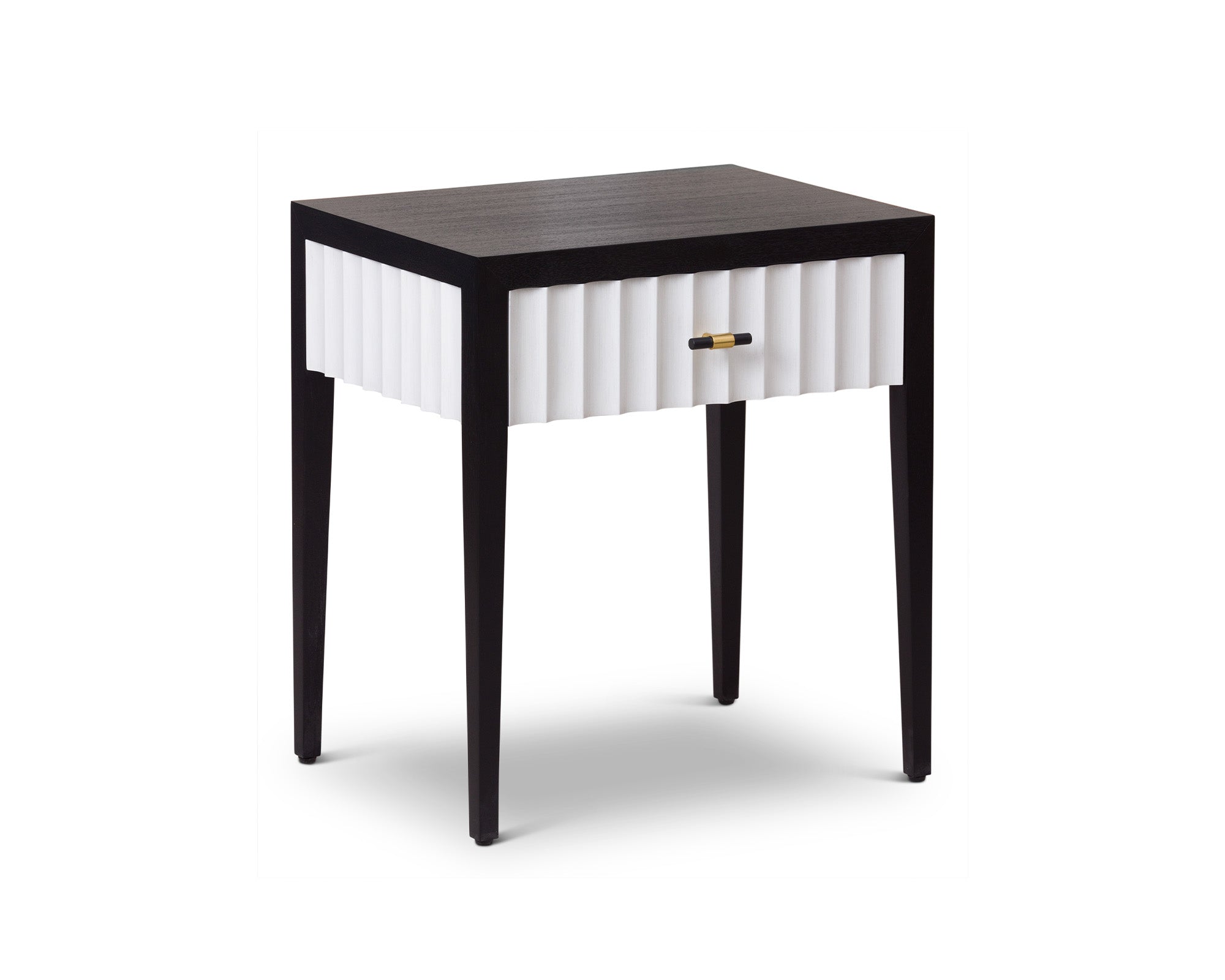 Malibu Bedside Table 1 Drawer - Black Wood