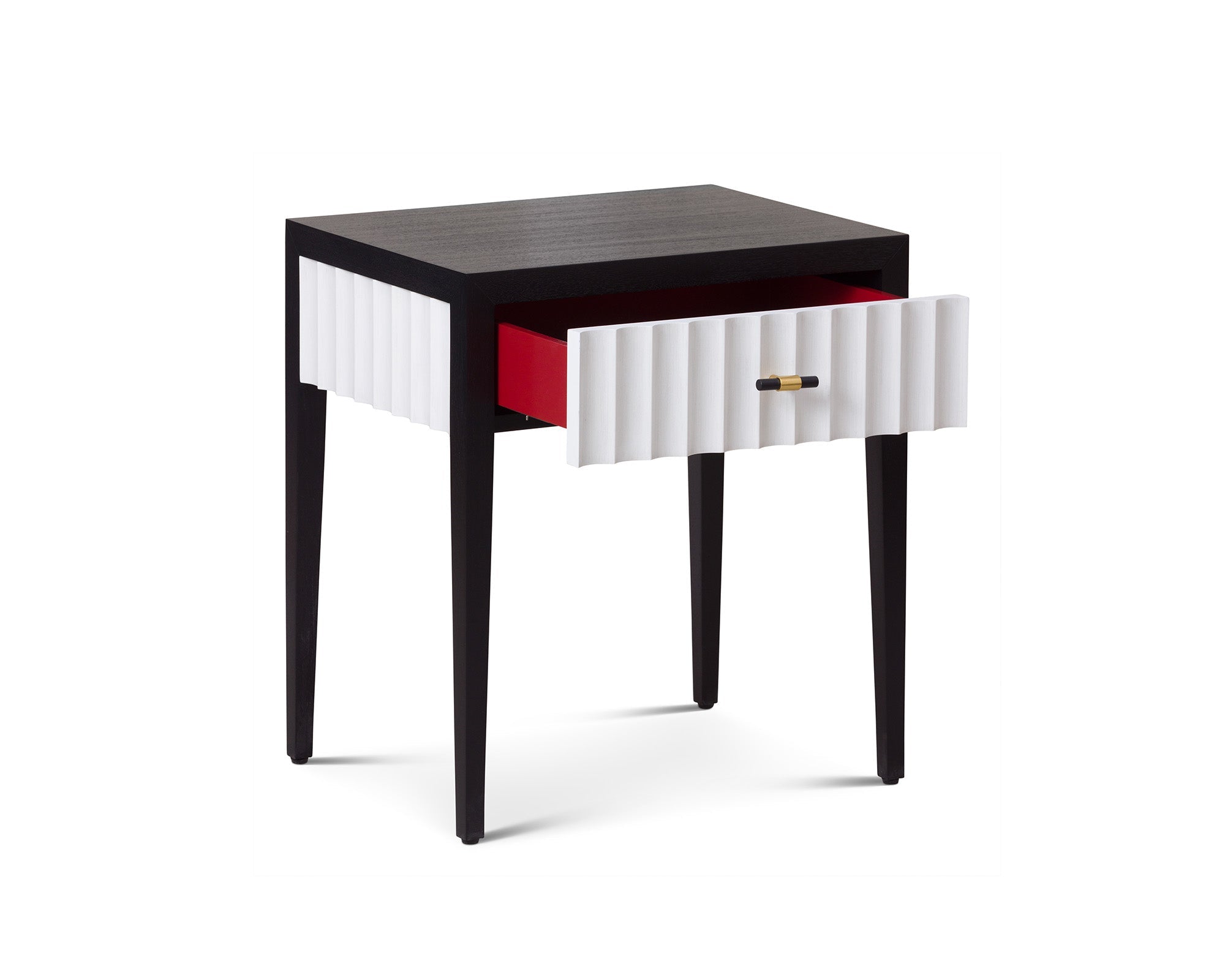 Malibu Bedside Table 1 Drawer - Black Wood