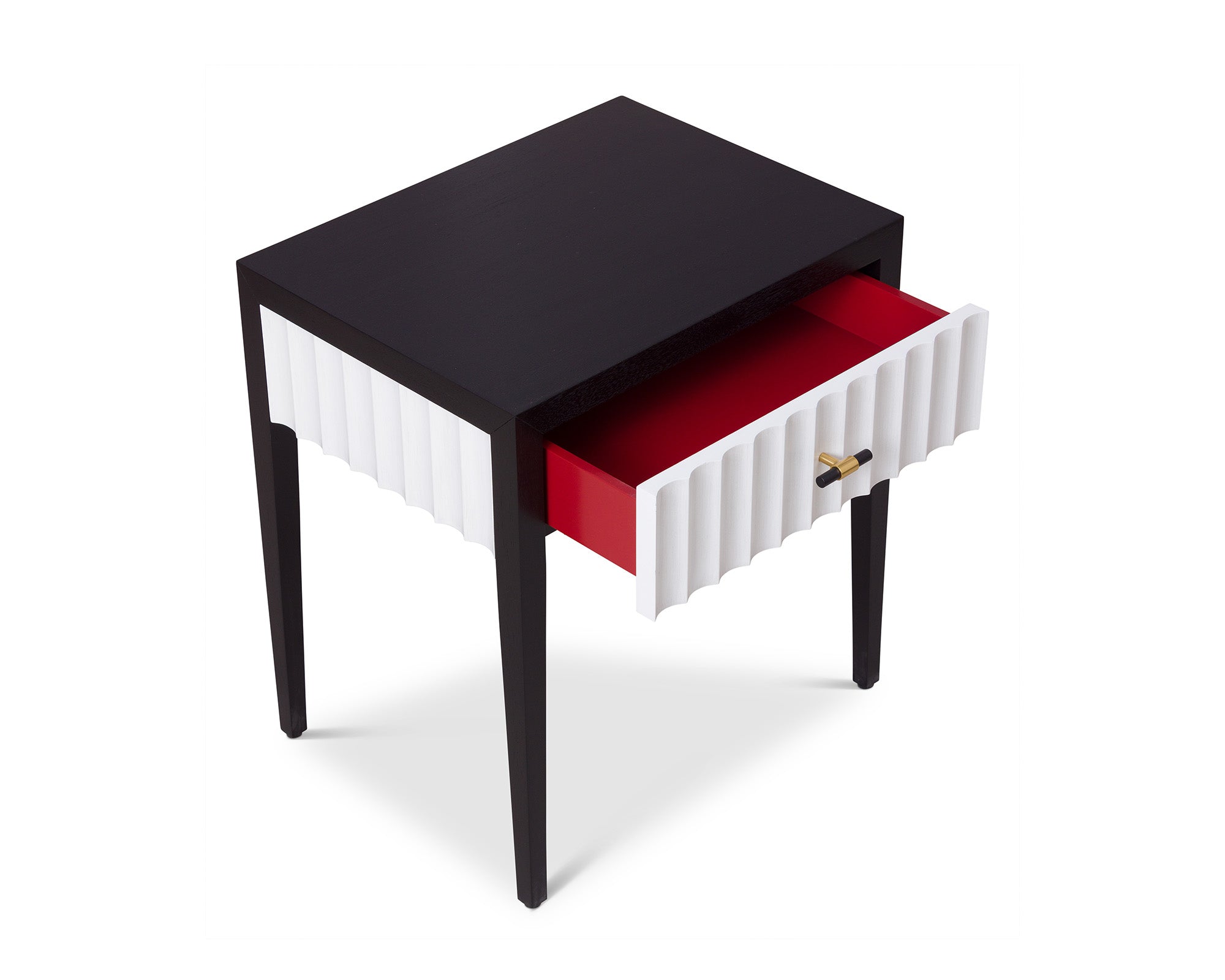 Malibu Bedside Table 1 Drawer - Black Wood