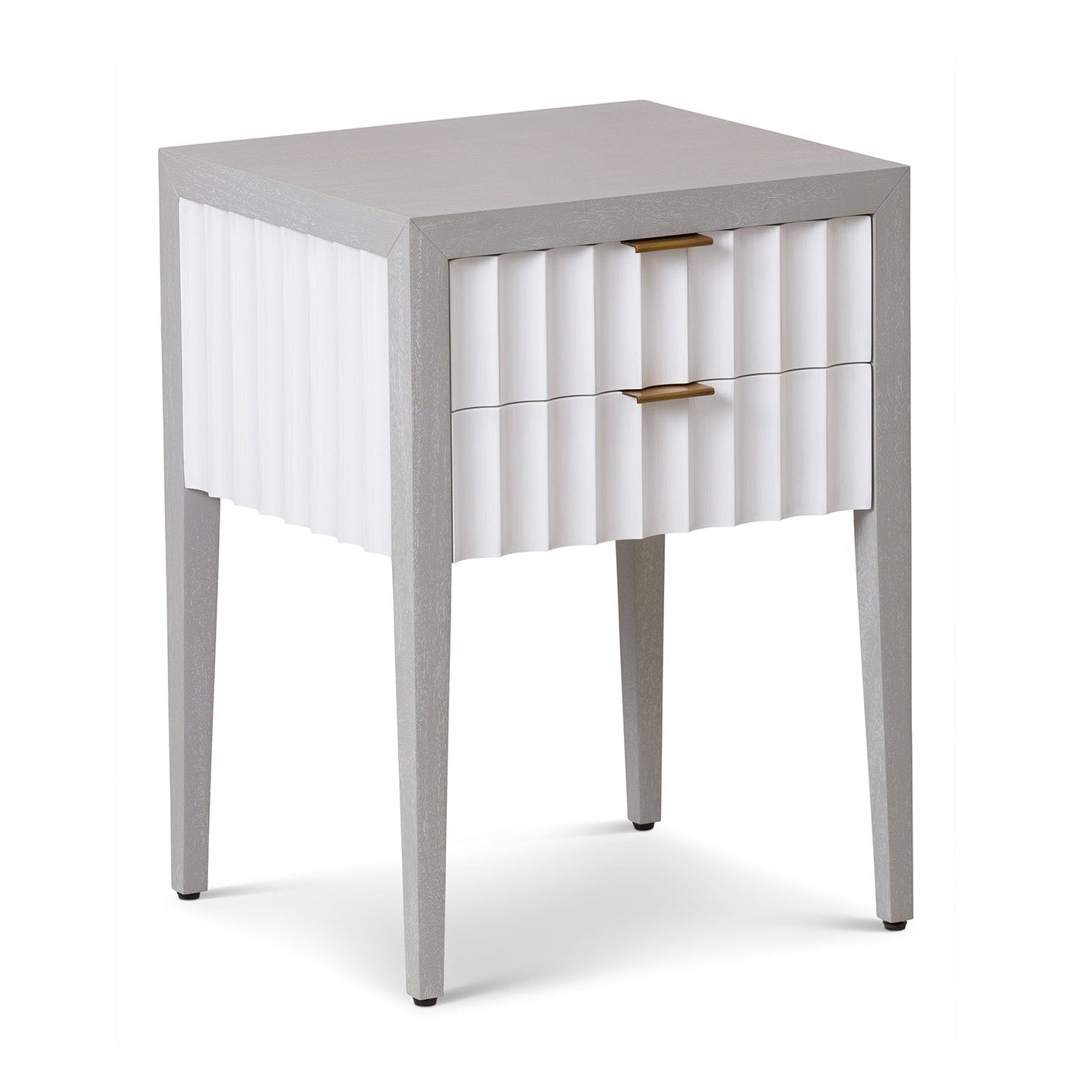 Malibu 2 Drawer Grey Wood Bedside Table