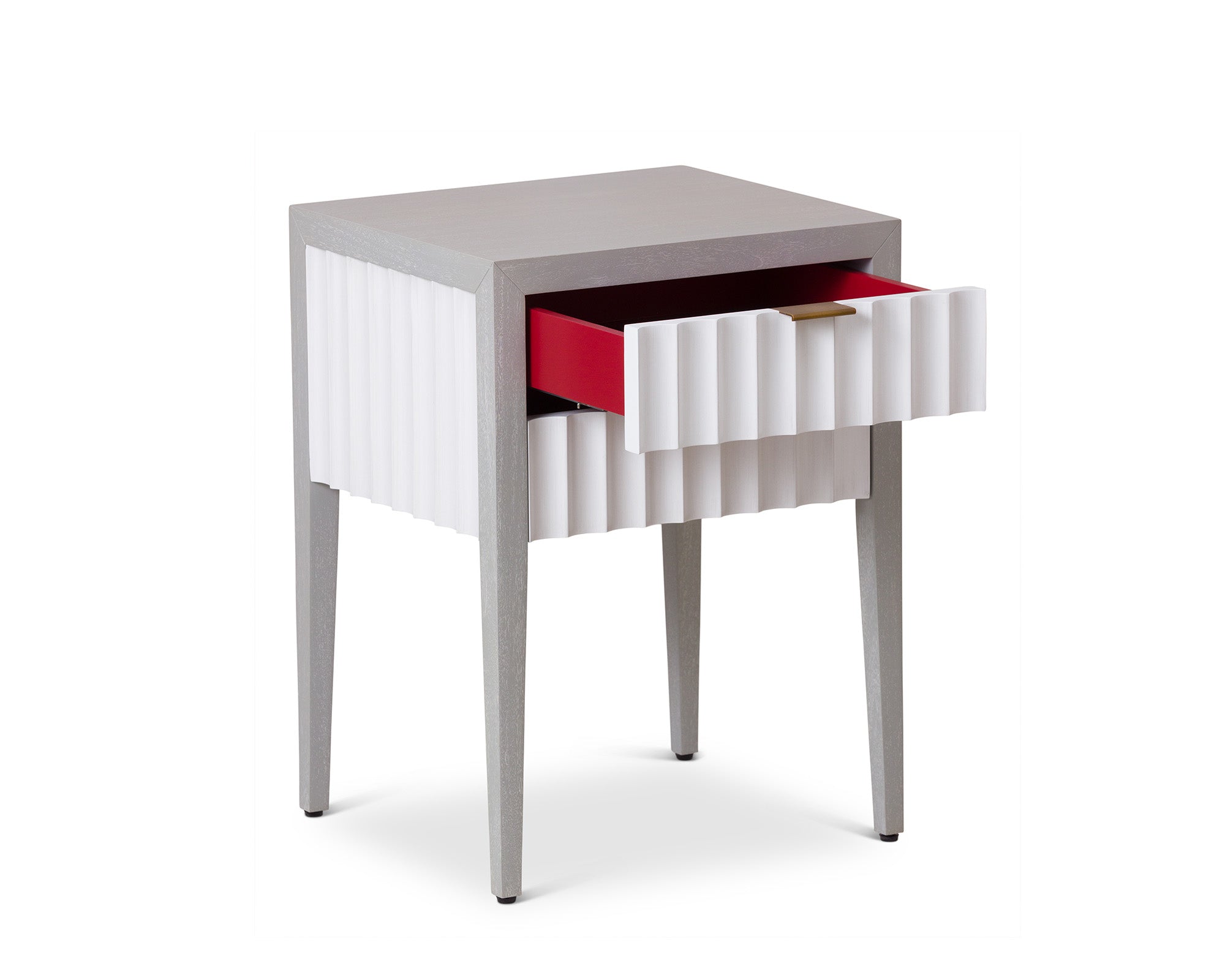 Malibu Bedside Table 2 Drawer - Grey Wood