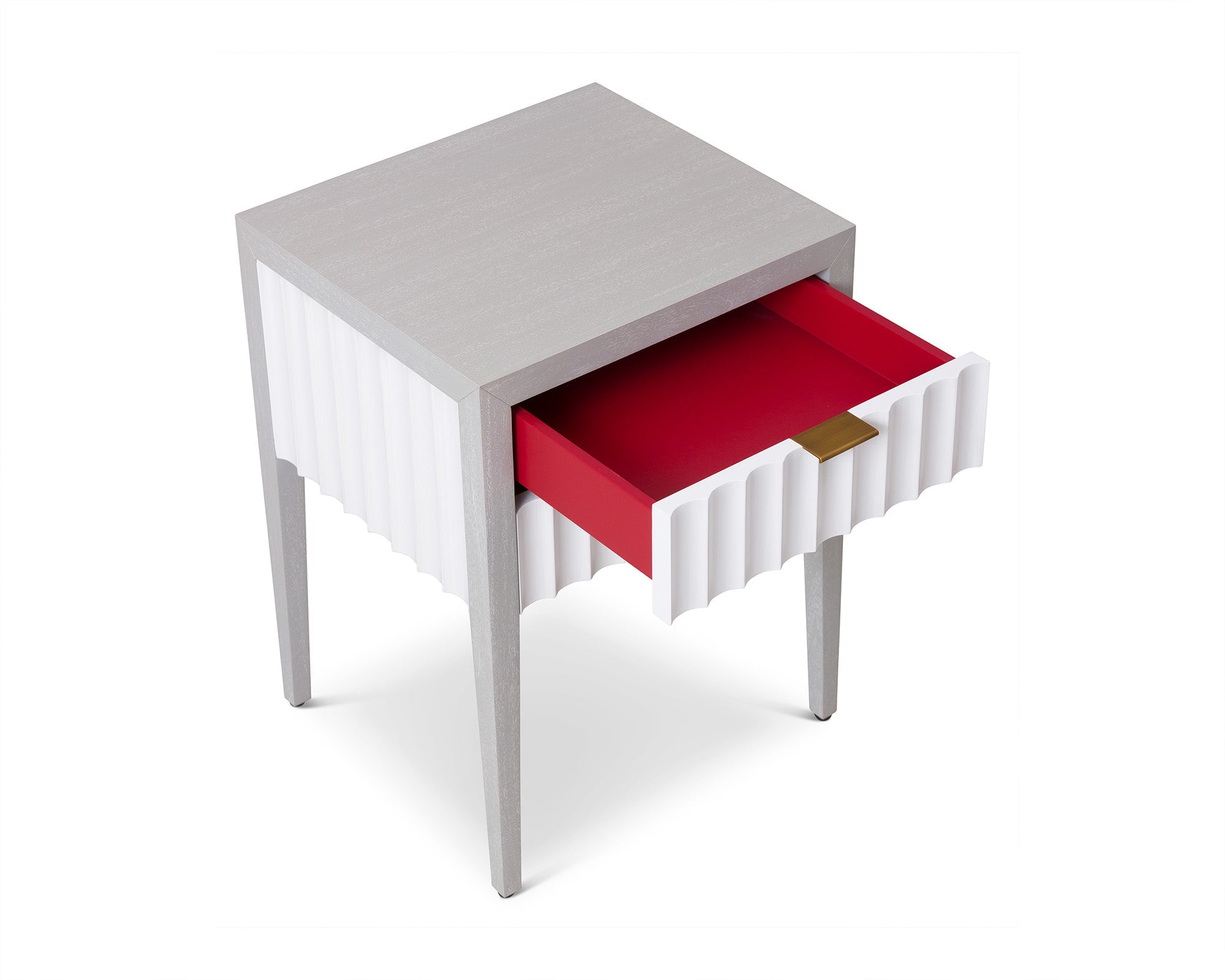 Malibu Bedside Table 2 Drawer - Grey Wood