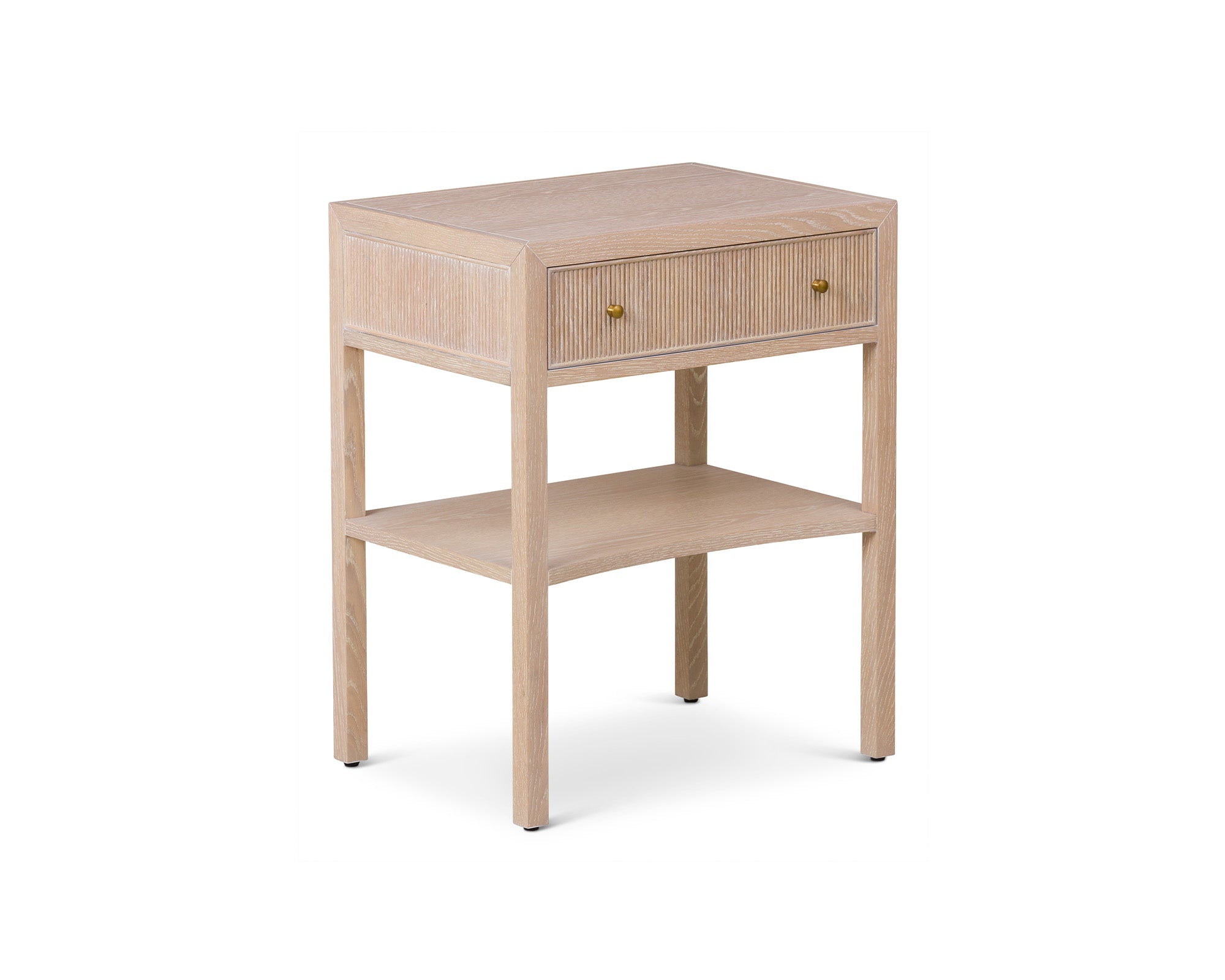 Toronto Bedside Table - Natural White Oak & Brass