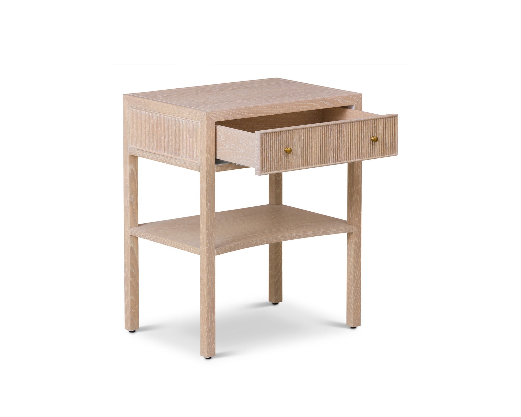 Toronto Bedside Table - Natural White Oak & Brass
