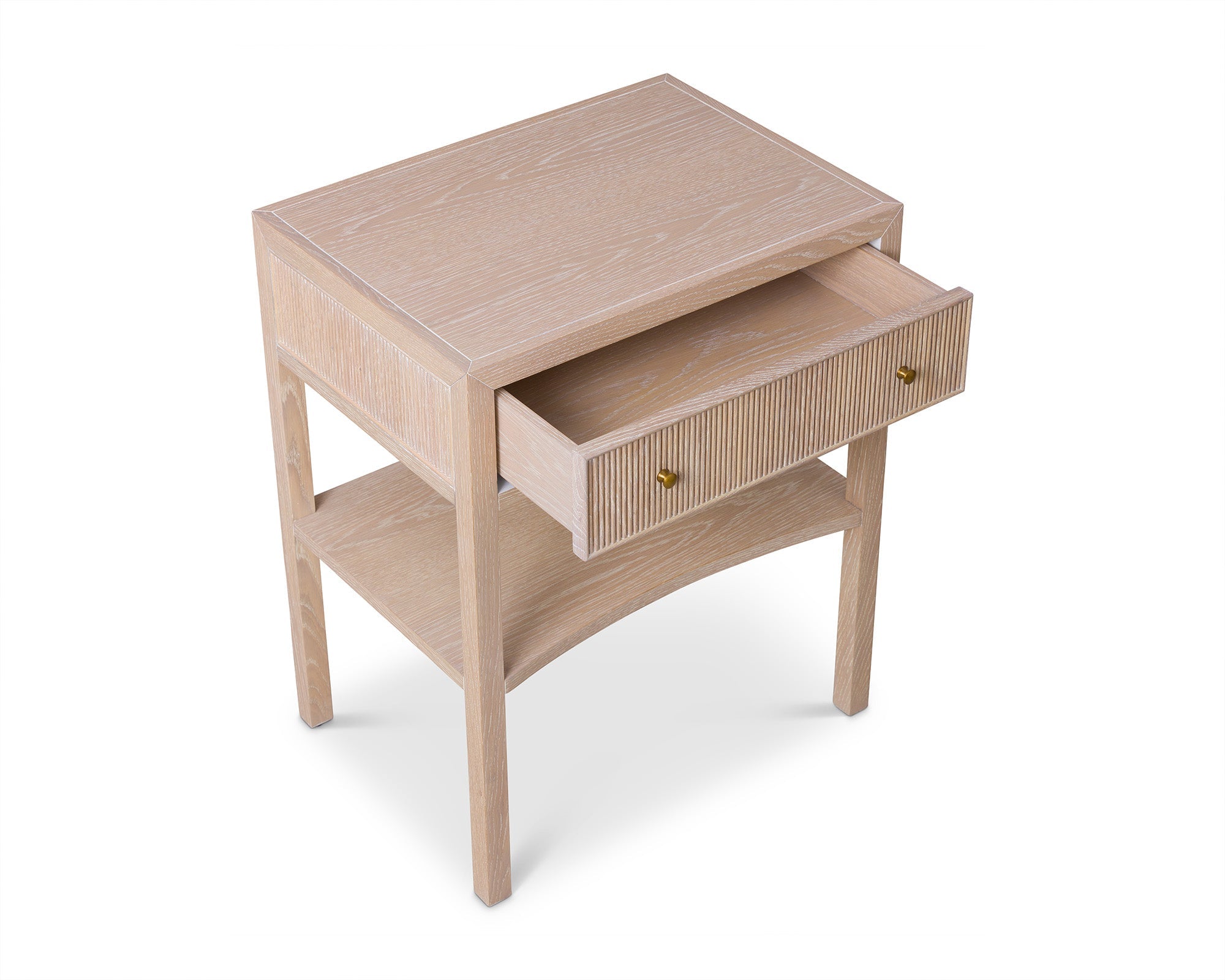 Toronto Bedside Table - Natural White Oak & Brass