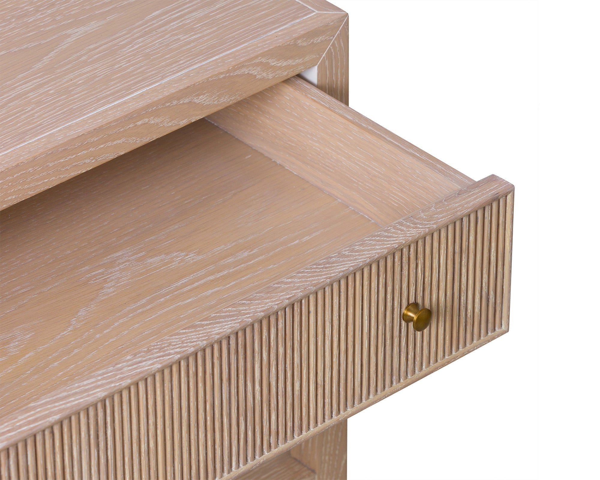 Toronto Bedside Table - Natural White Oak & Brass