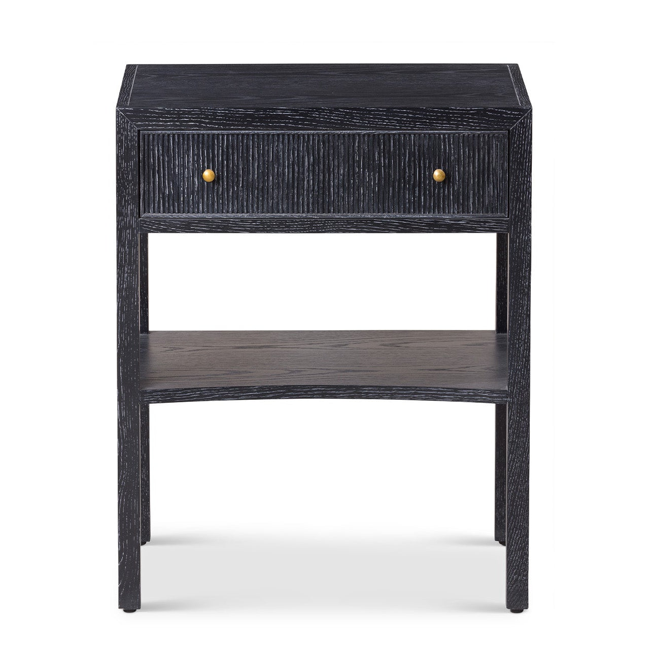 Toronto Black Ceruse Oak & Brass Bedside Table
