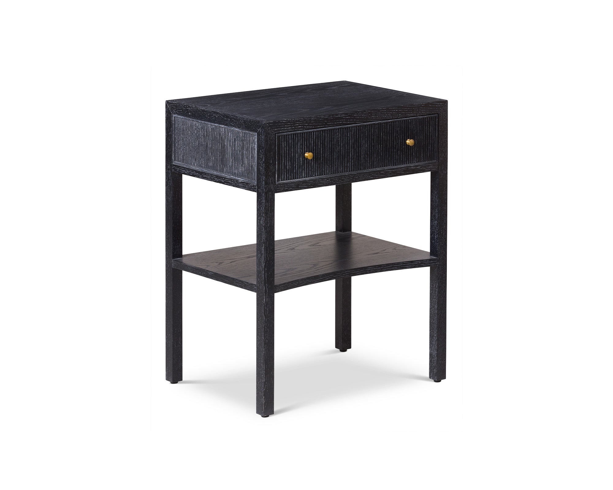 Toronto Bedside Table - Black Ceruse Oak & Brass