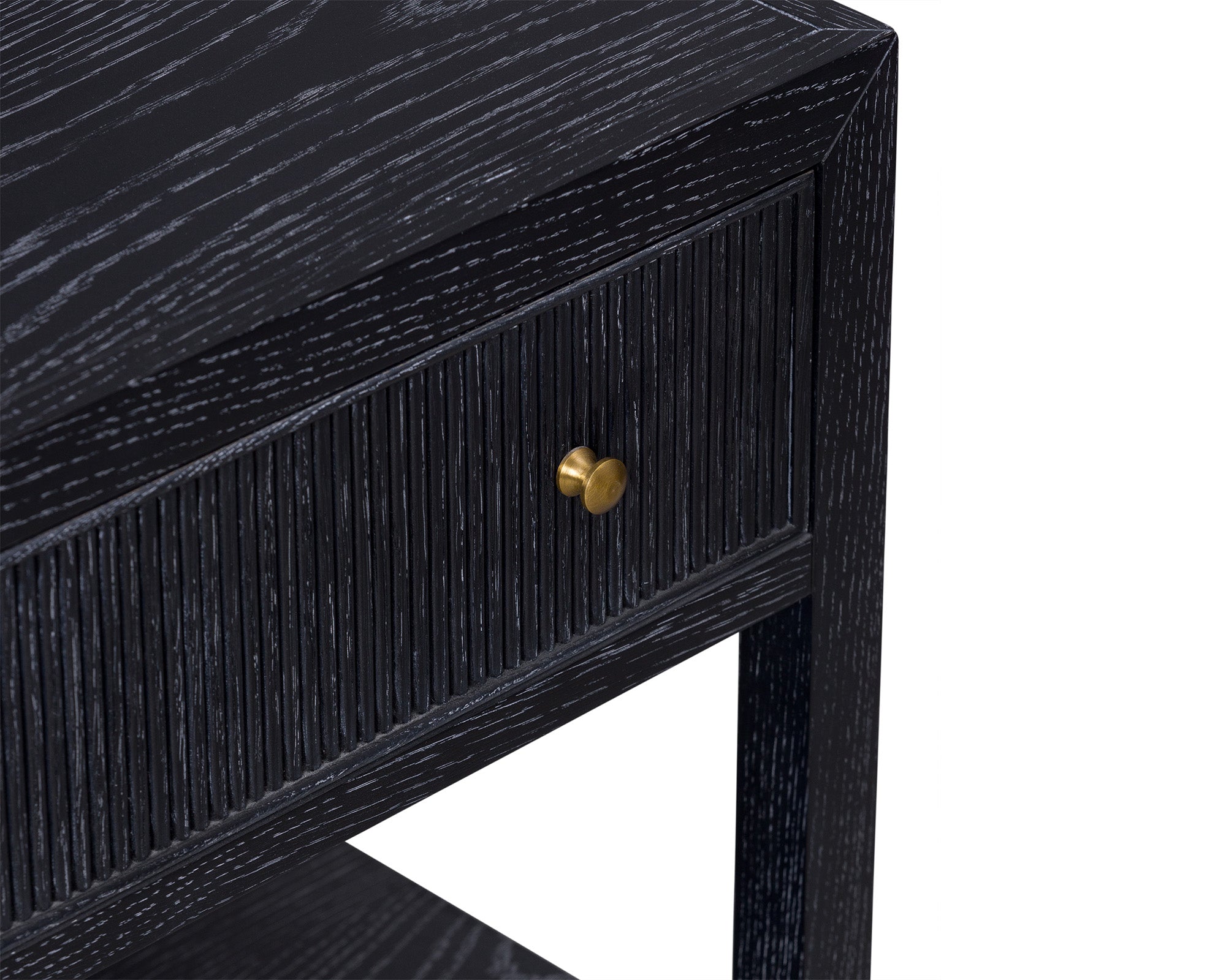 Toronto Bedside Table - Black Ceruse Oak & Brass