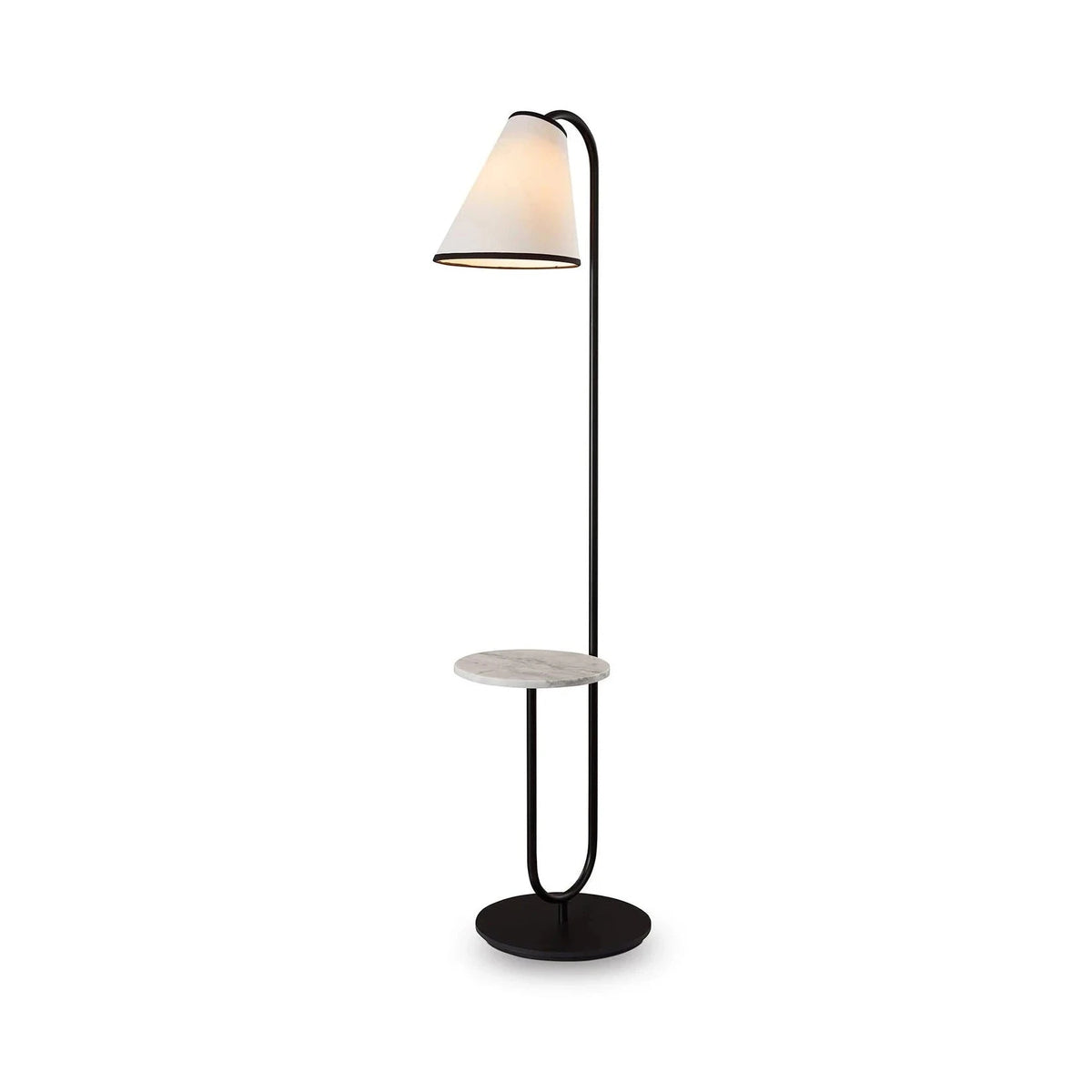 Edgar Carrara Marble & White Linen Floor Lamp