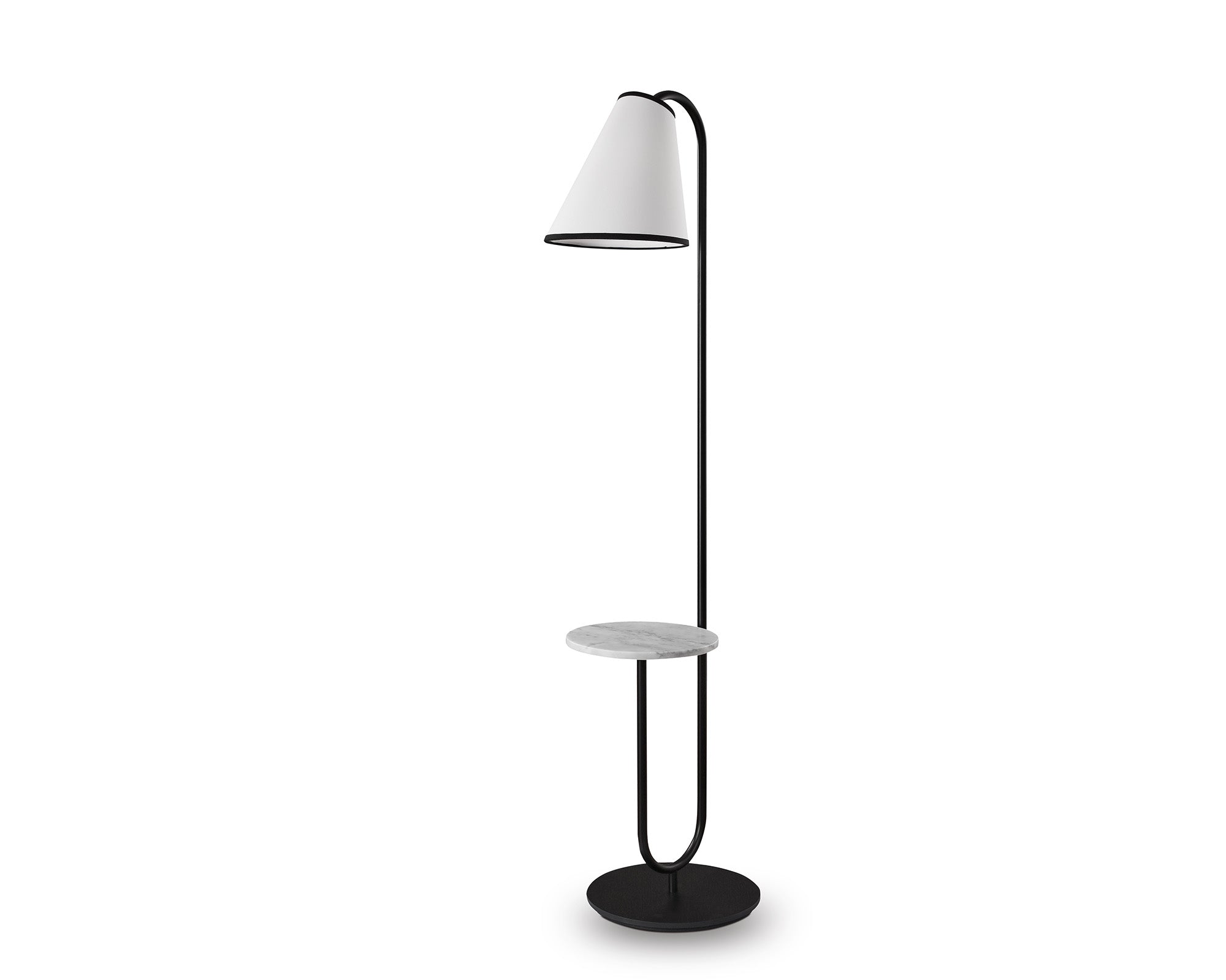 Edgar Floor Lamp - Carrara Marble & White Linen