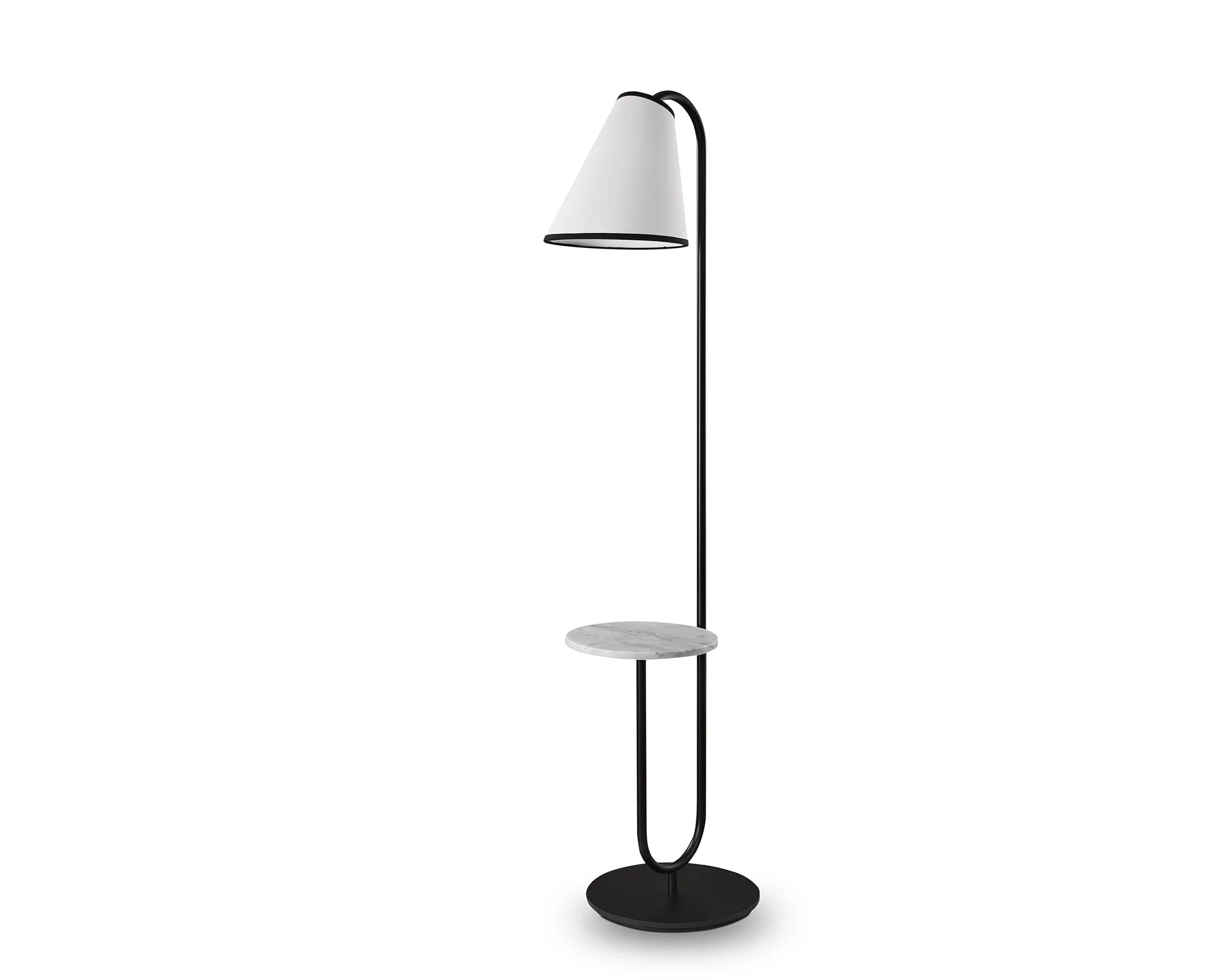 Edgar Carrara Marble & White Linen Floor Lamp