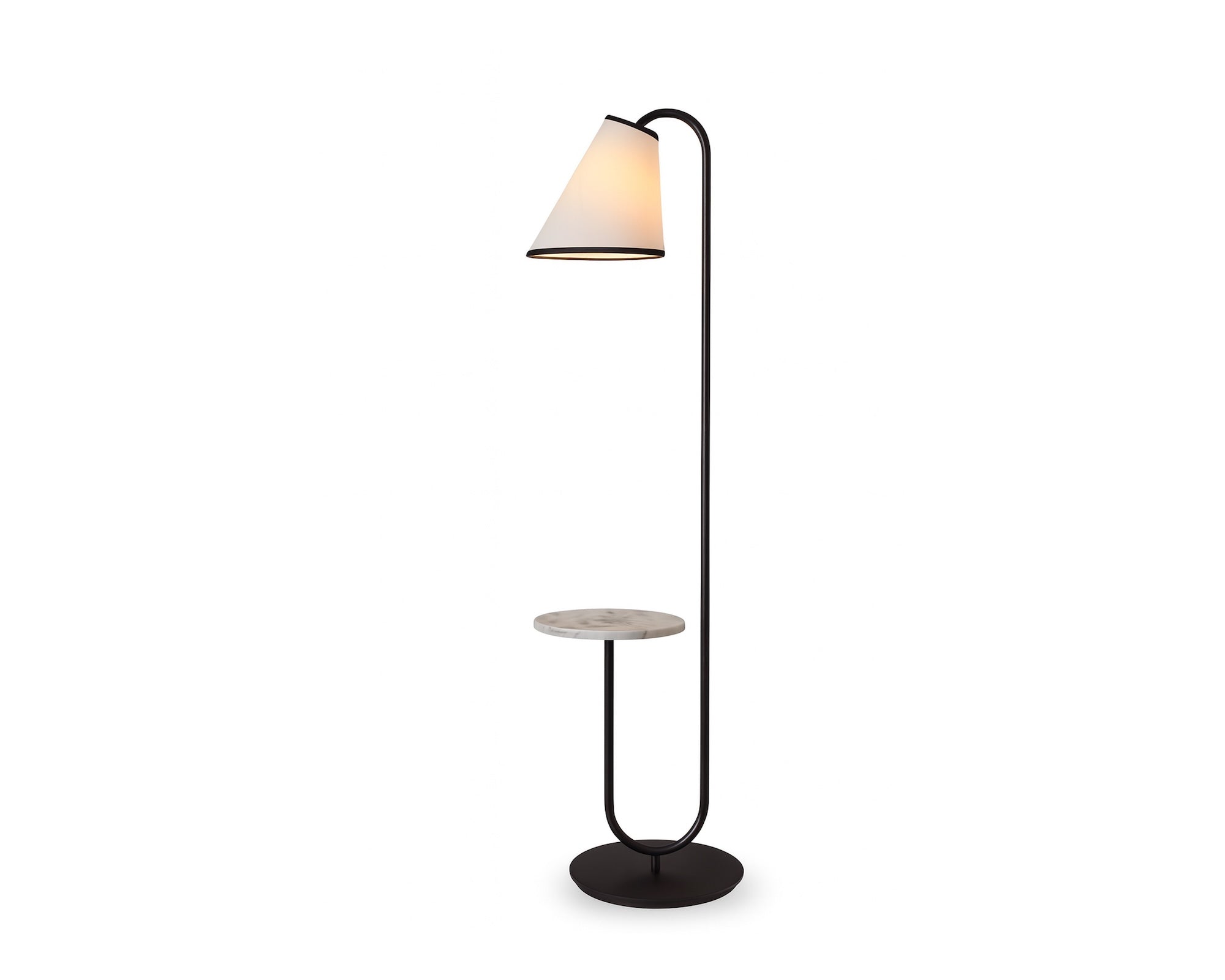 Edgar Floor Lamp - Carrara Marble & White Linen