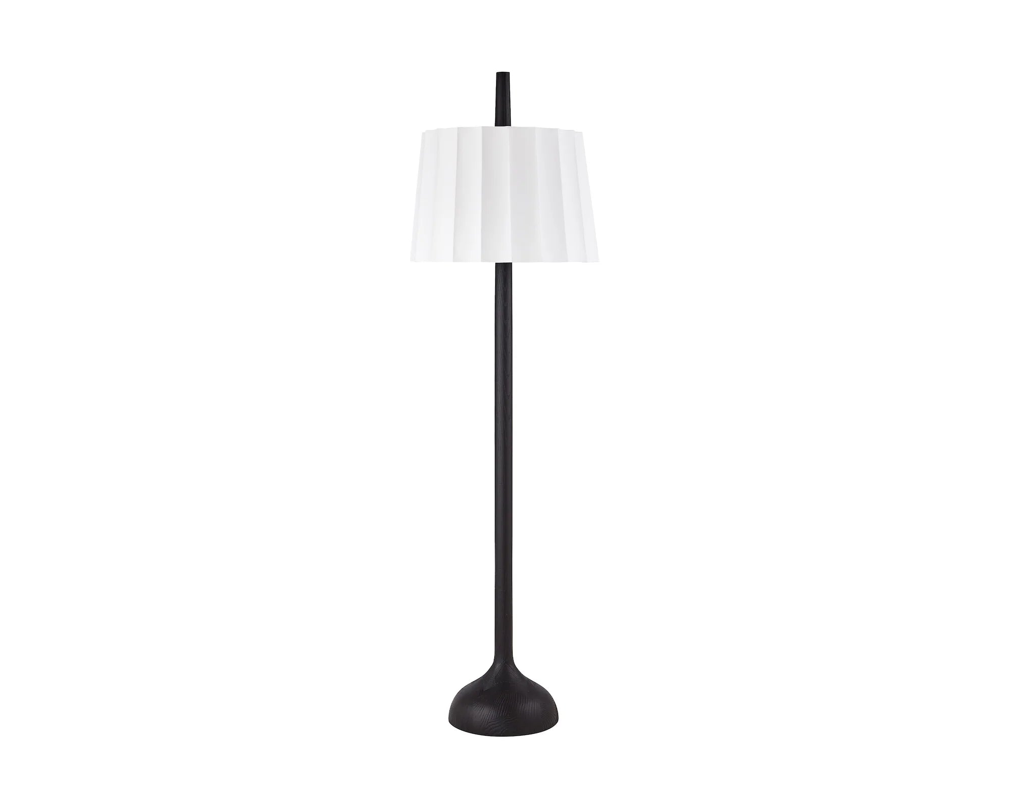 Conti White Linen & Black Wood Floor Lamp