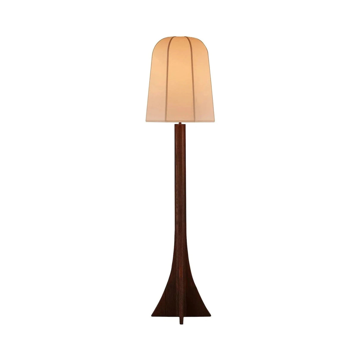Axel Classic Brown Wood & White Linen Floor Lamp