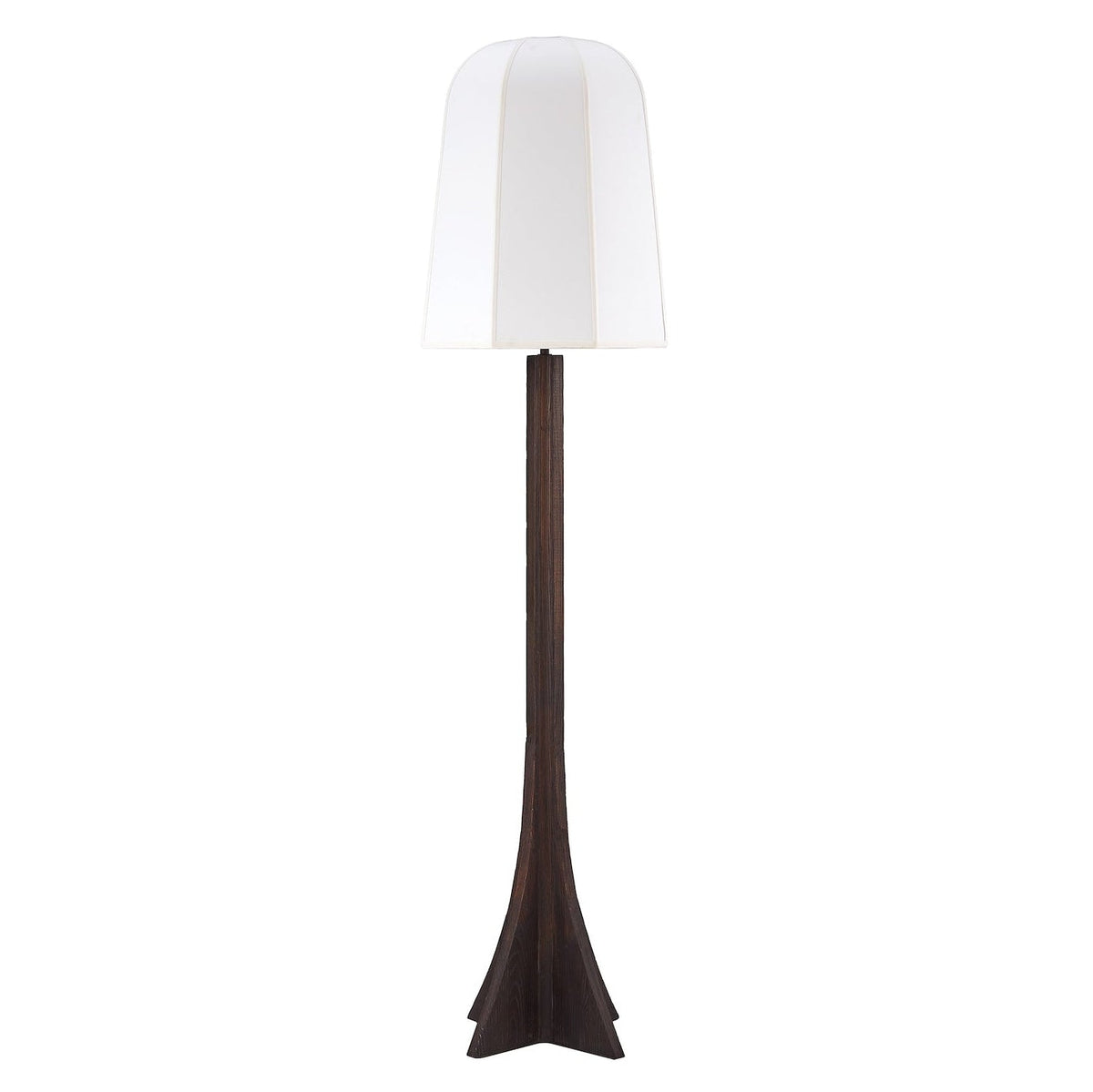 Axel Classic Brown Wood & White Linen Floor Lamp