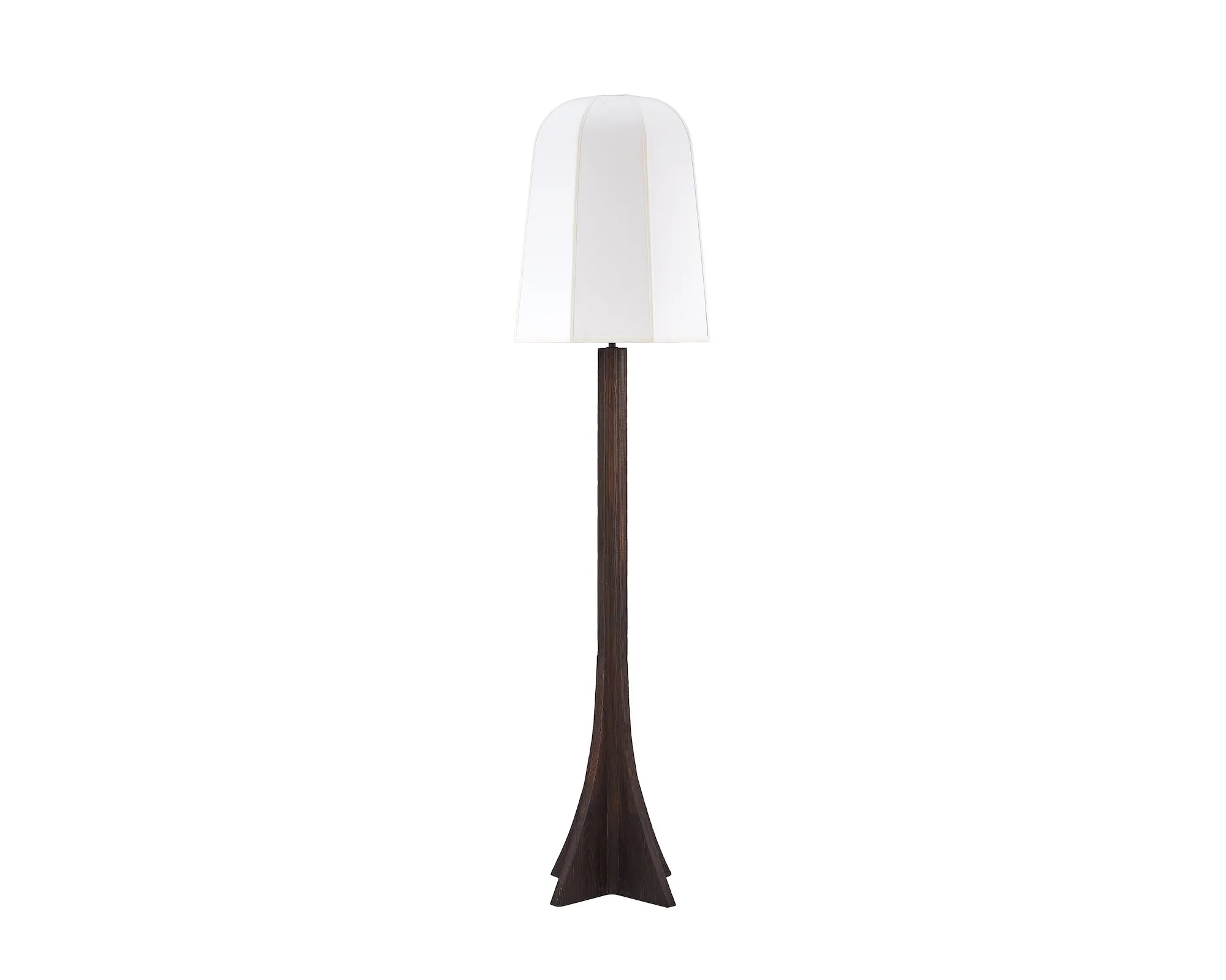 Axel Classic Brown Wood & White Linen Floor Lamp
