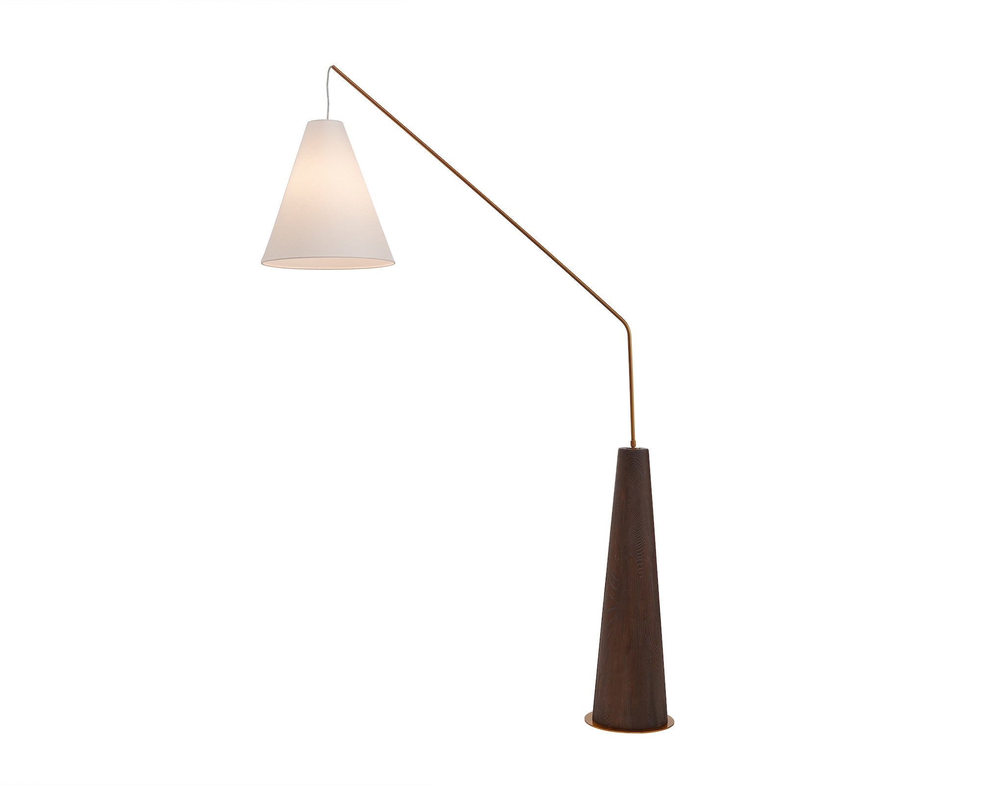 Brandon Floor Lamp - Dark Brown Oak & White Linen Shade