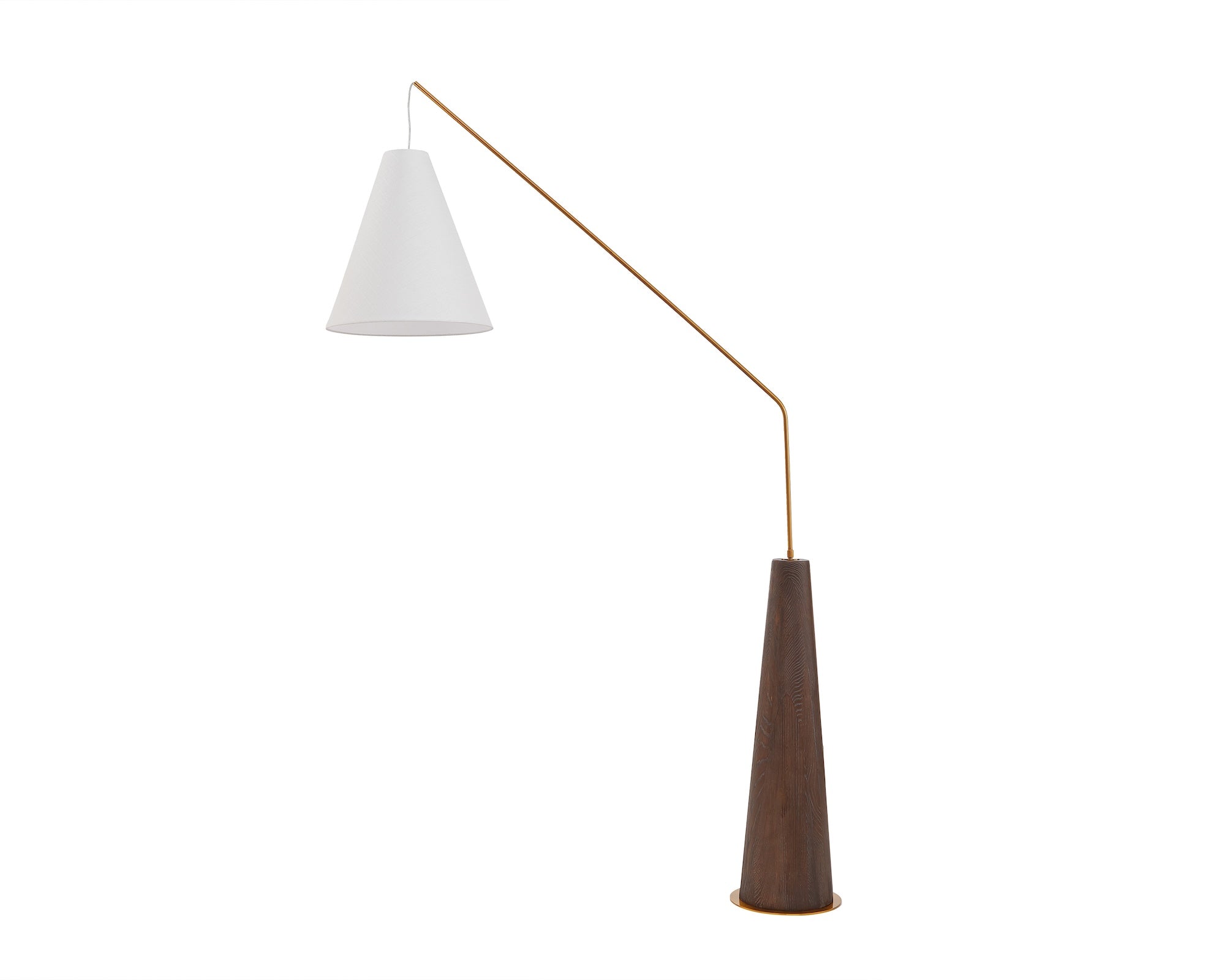 Brandon Floor Lamp - Dark Brown Oak & White Linen Shade