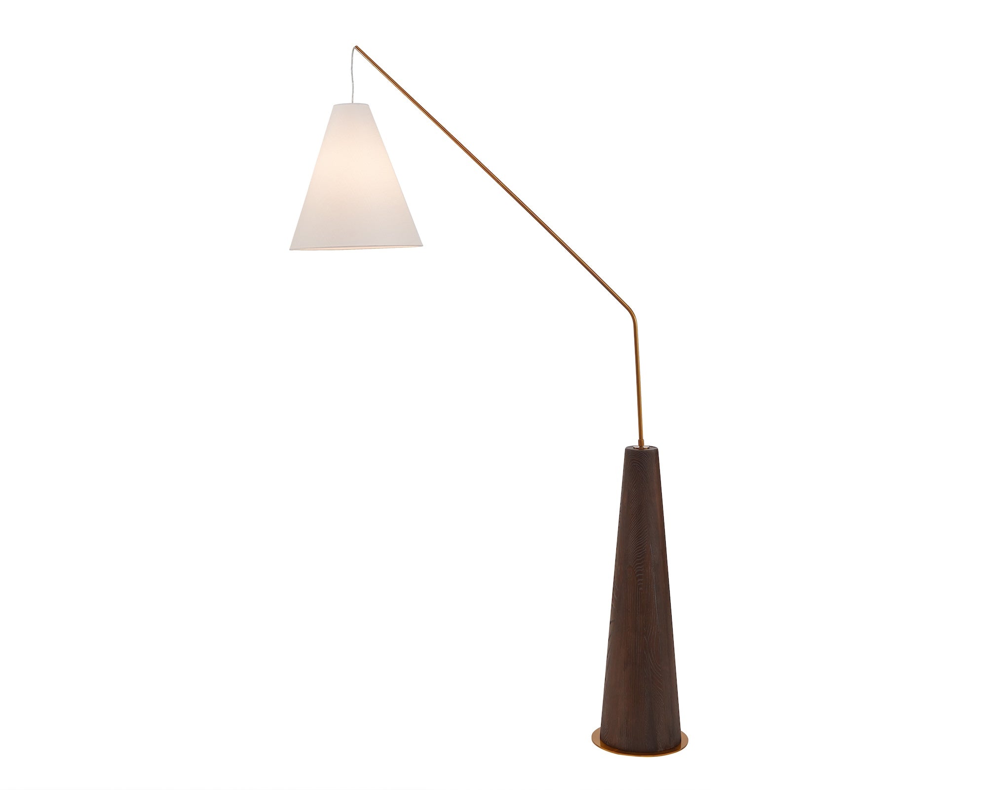 Brandon Floor Lamp - Dark Brown Oak & White Linen Shade