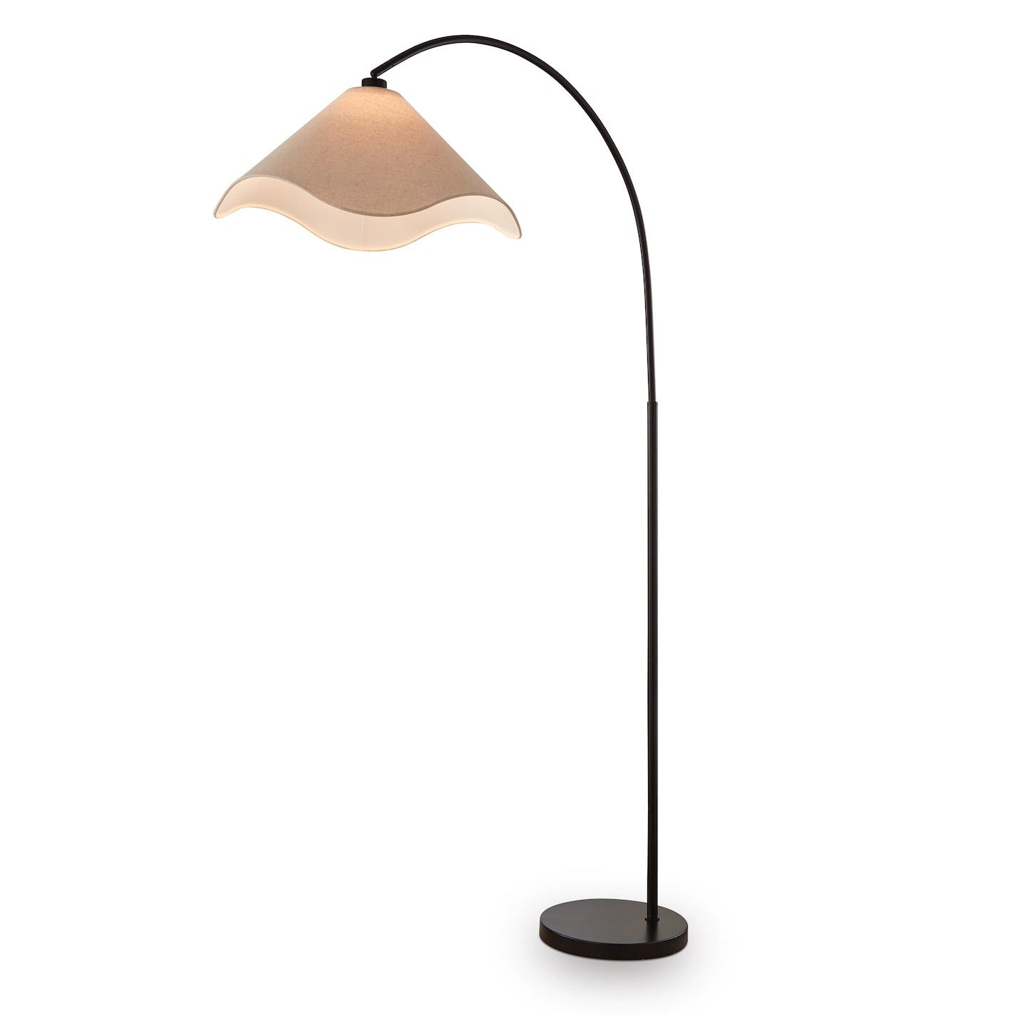 Blossom Matt Black & Beige Linen Floor Lamp