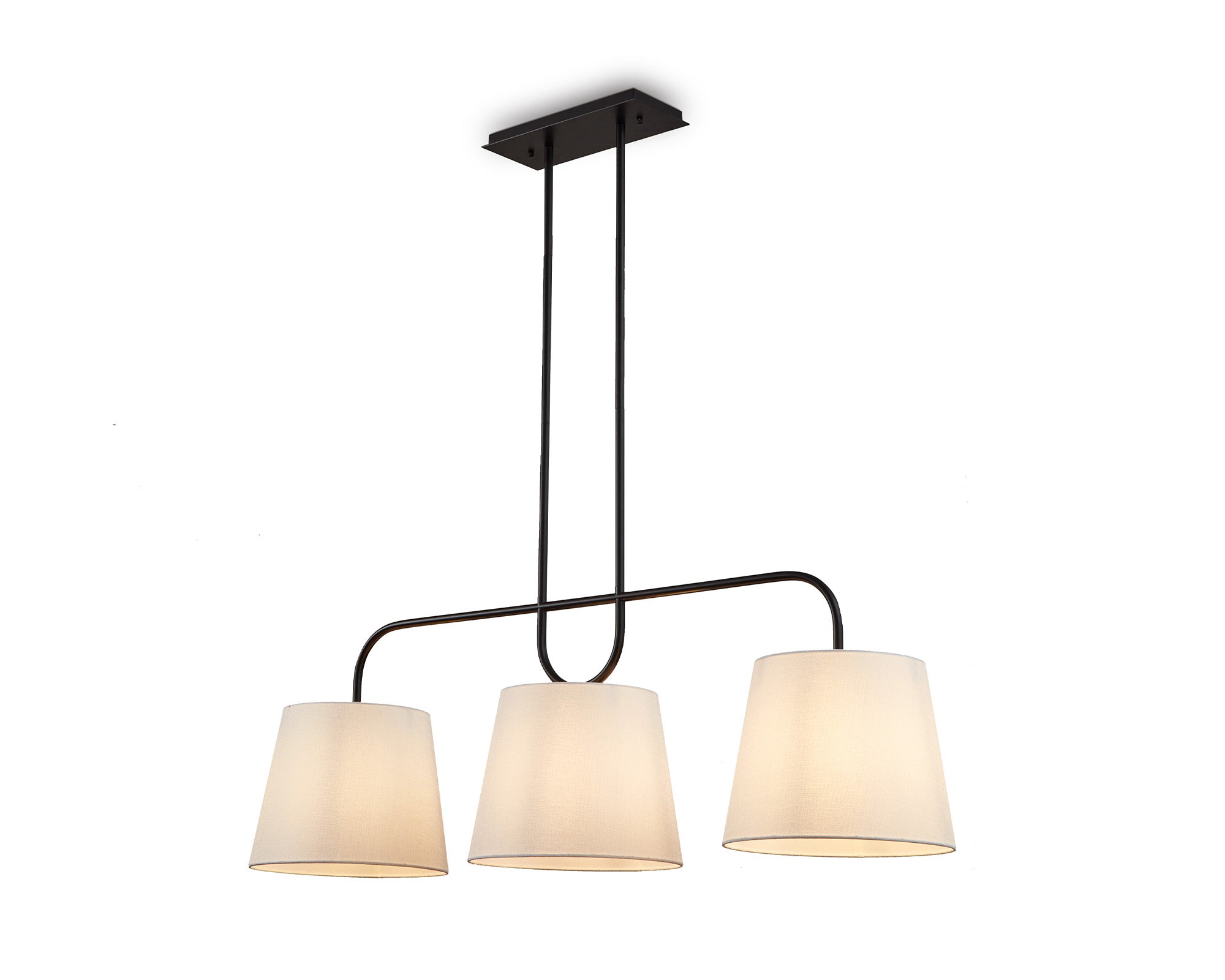 De Voir Pendant Light - Black Metal & White Linen