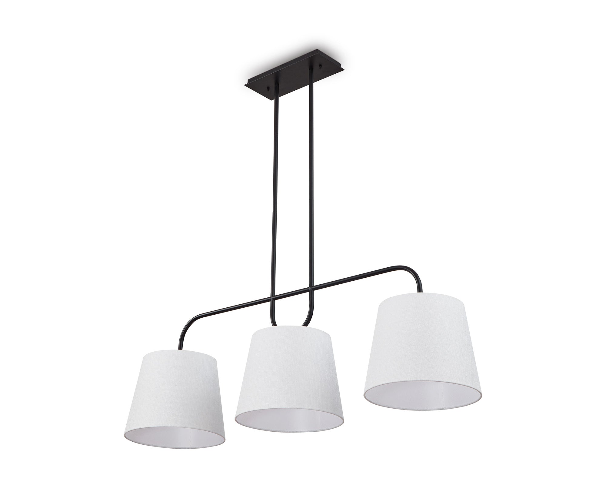 De Voir Pendant Light - Black Metal & White Linen