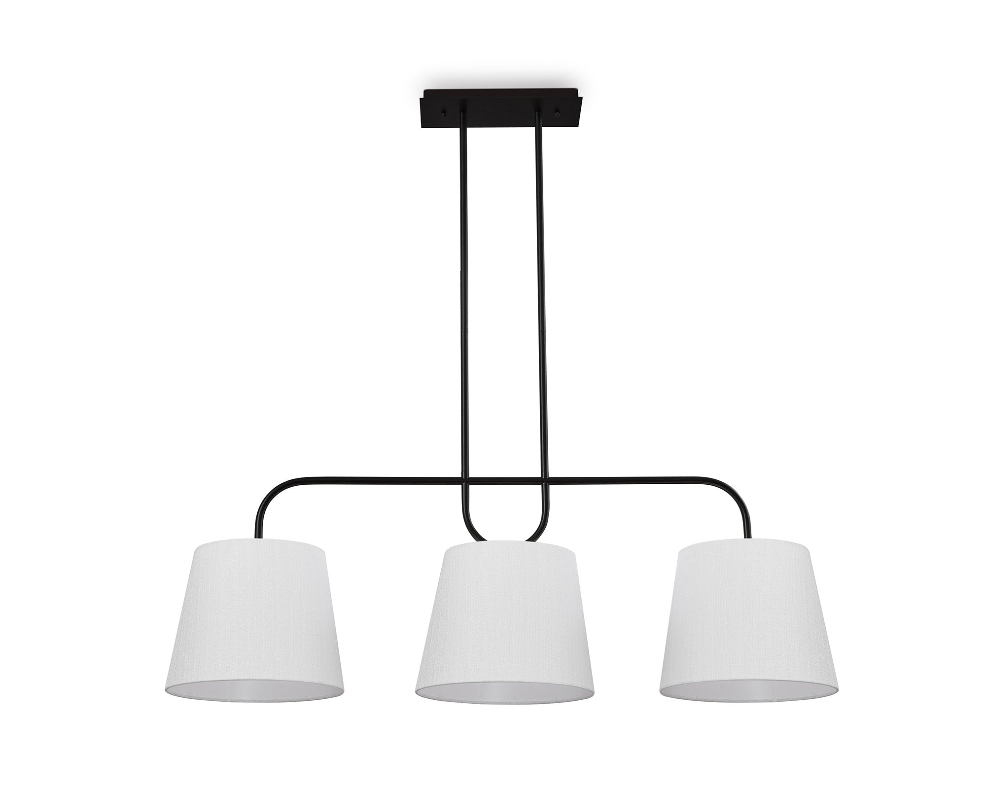 De Voir Pendant Light - Black Metal & White Linen