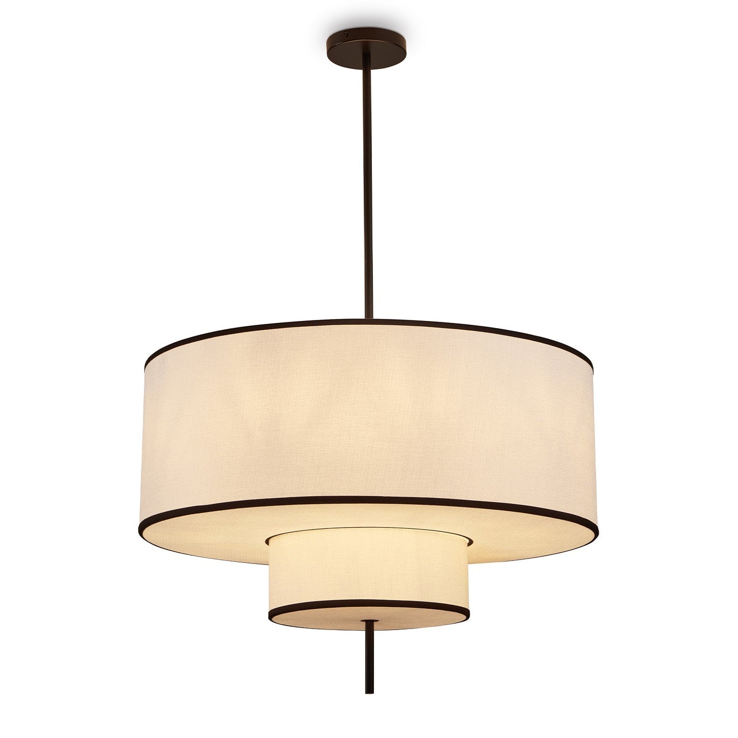 Aris Black Metal & White Linen Pendant Light