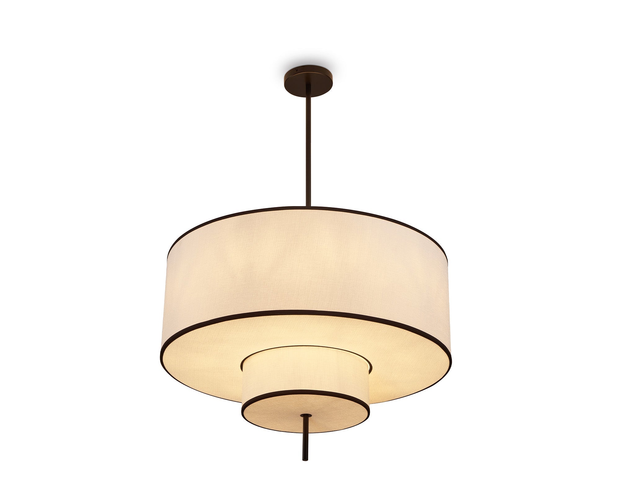 Aris Pendant Light - Black Metal & White Linen