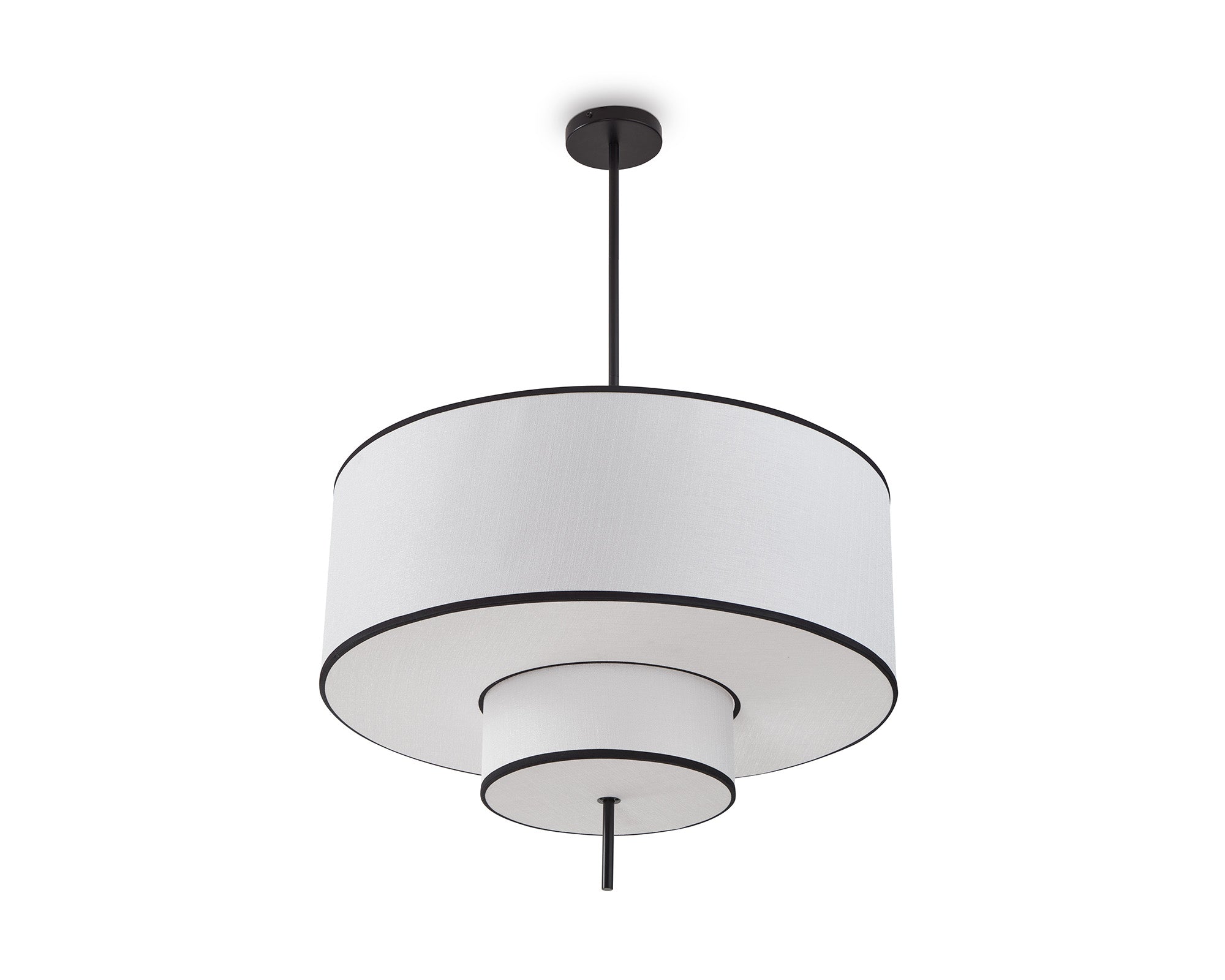 Aris Pendant Light - Black Metal & White Linen