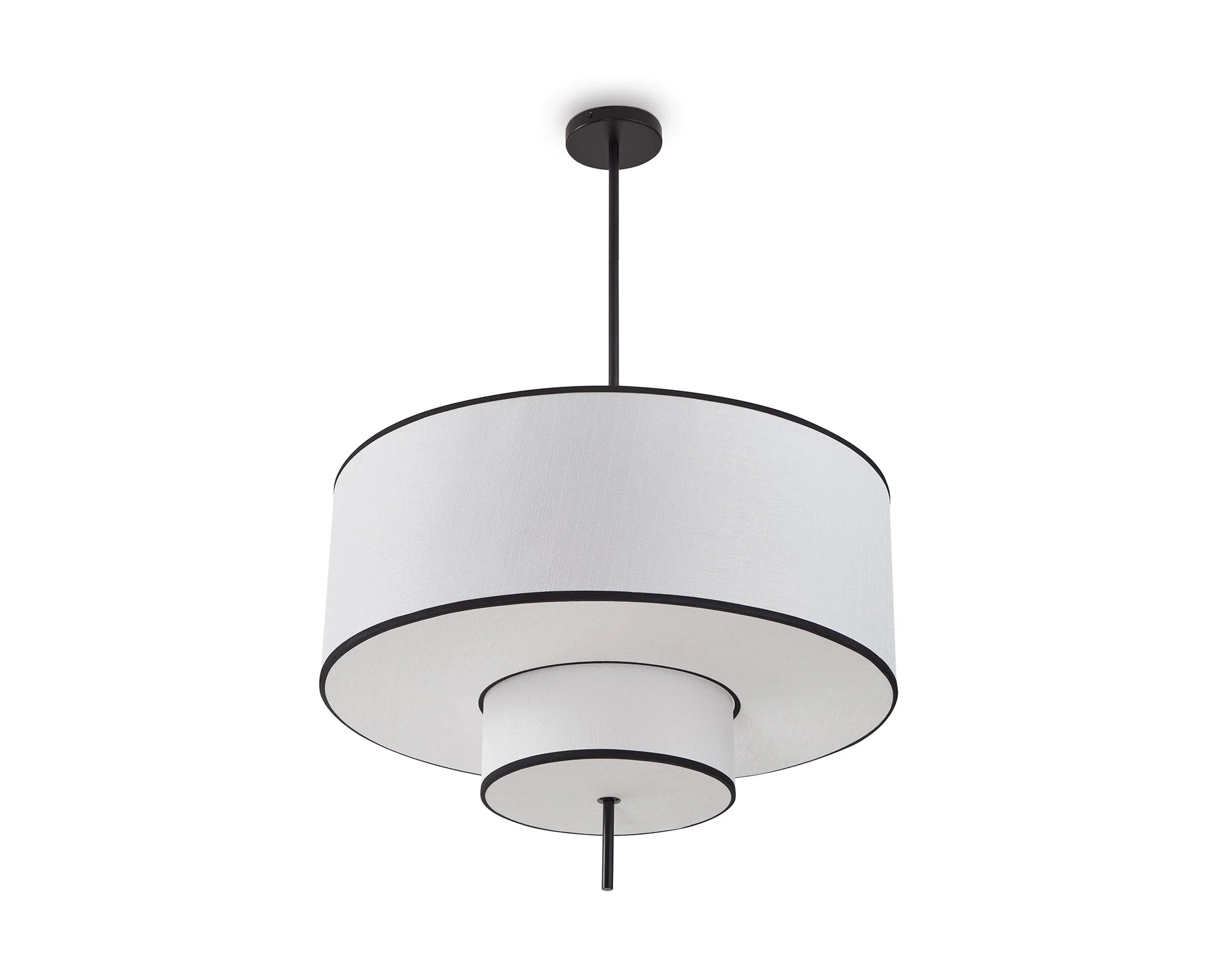 Aris Black Metal & White Linen Pendant Light