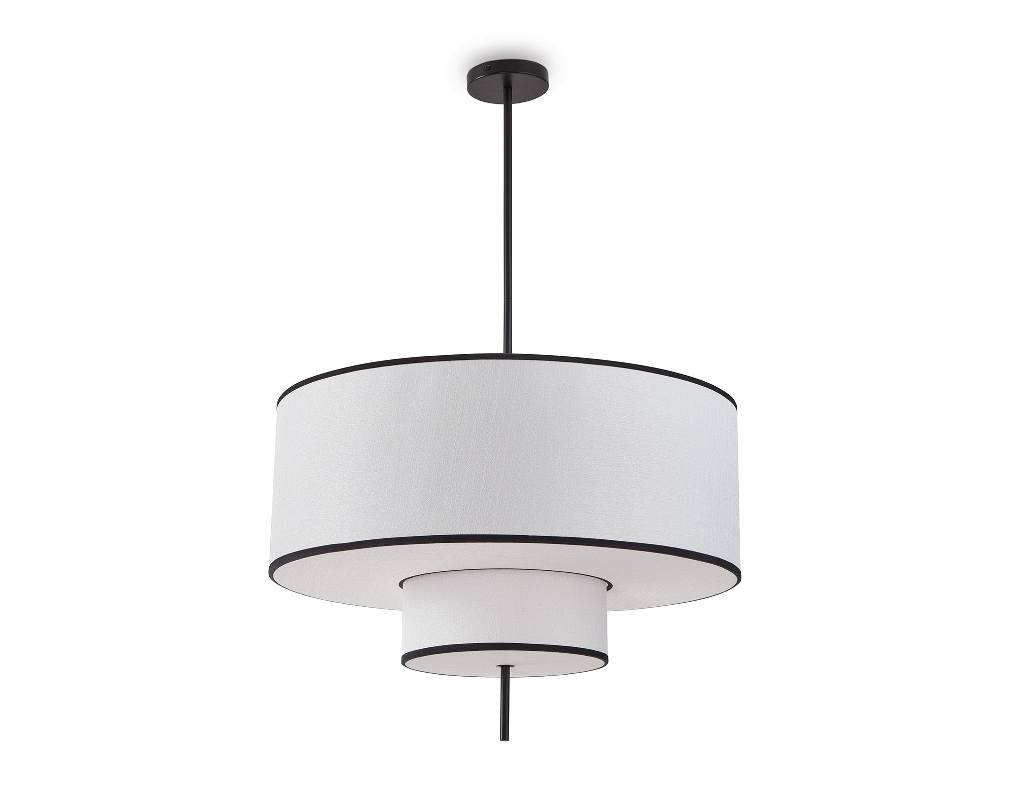 Aris Pendant Light - Black Metal & White Linen