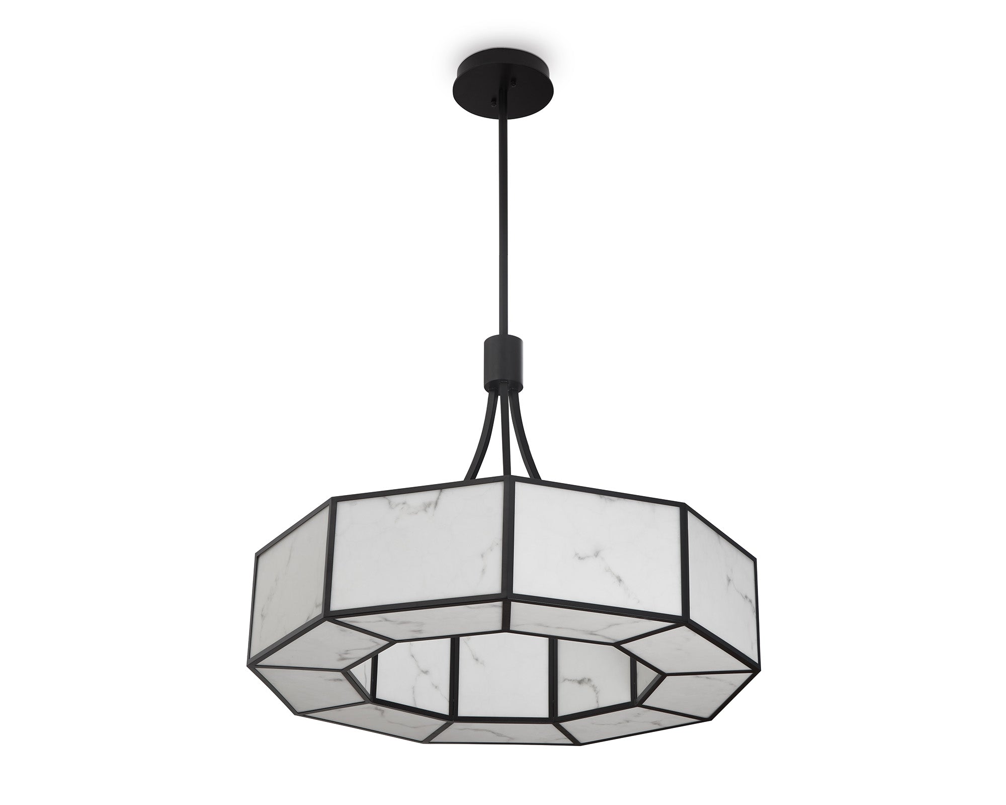 Allen Pendant Light - Alabaster Effect & Black Metal