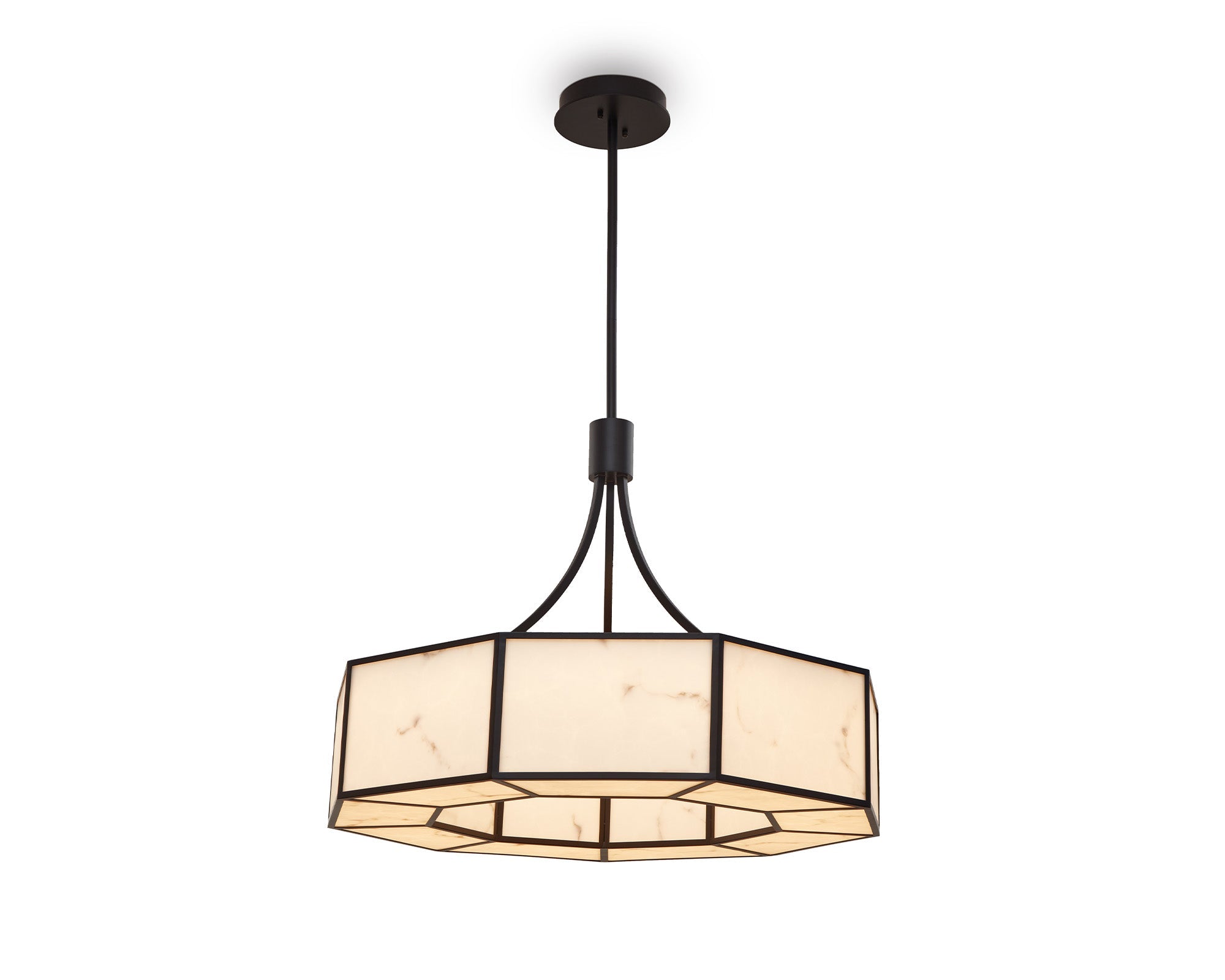 Allen Pendant Light - Alabaster Effect & Black Metal