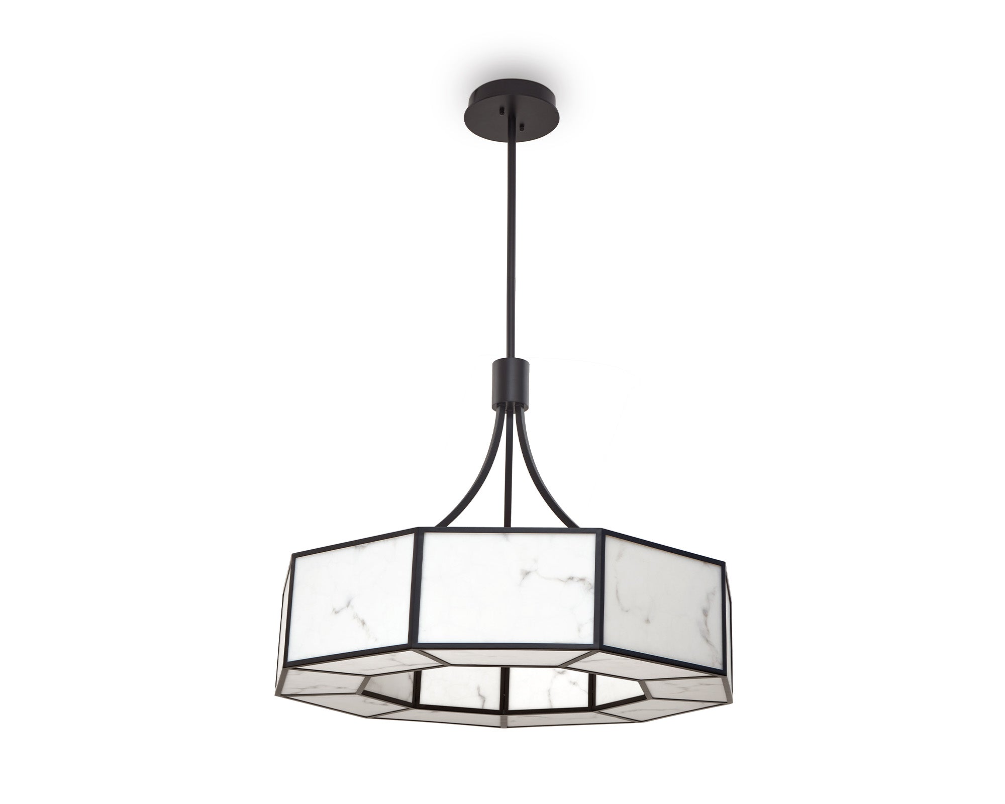 Allen Pendant Light - Alabaster Effect & Black Metal