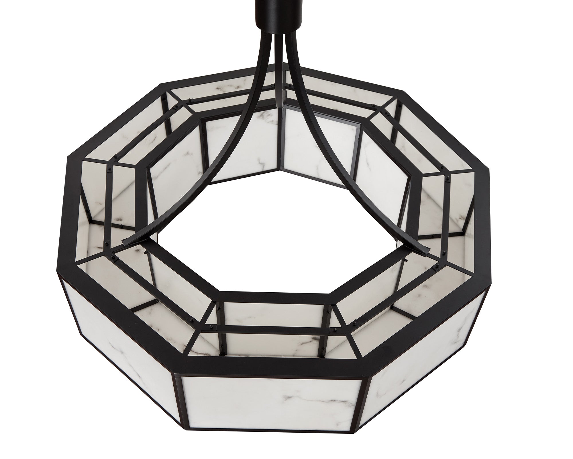 Allen Pendant Light - Alabaster Effect & Black Metal