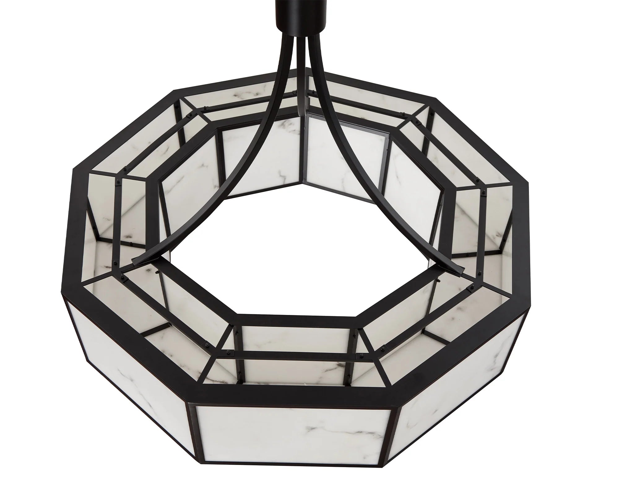 Allen Alabaster Effect & Black Metal Pendant Light