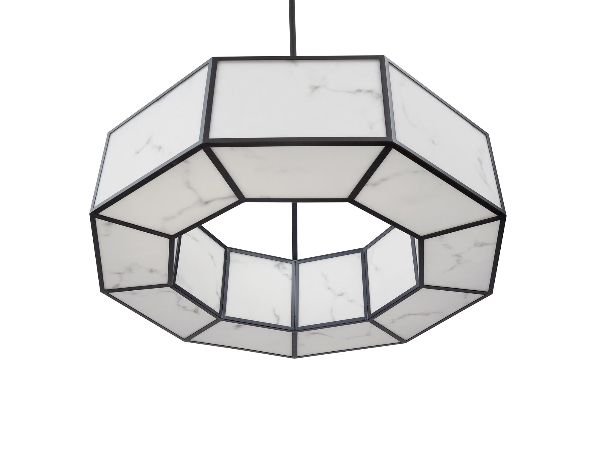 Allen Pendant Light - Alabaster Effect & Black Metal