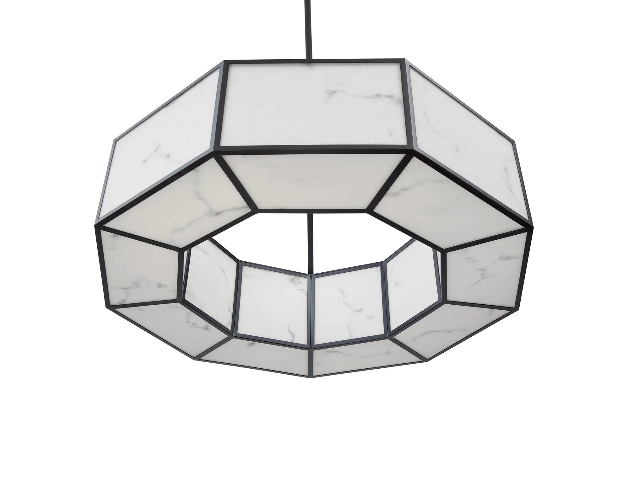 Allen Alabaster Effect & Black Metal Pendant Light