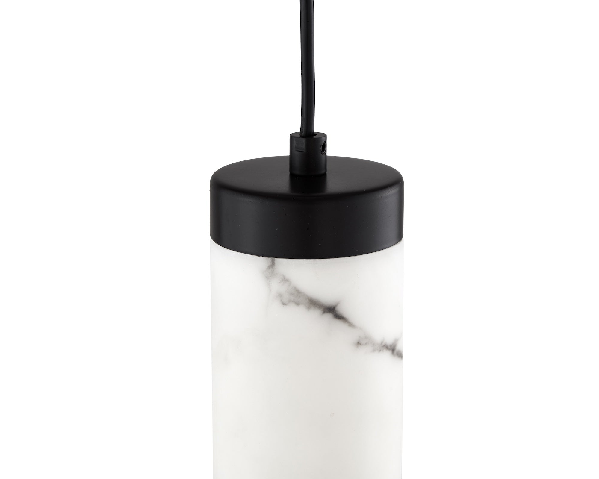 Abaco Pendant Light - Alabaster Effect Shade & Black Metal