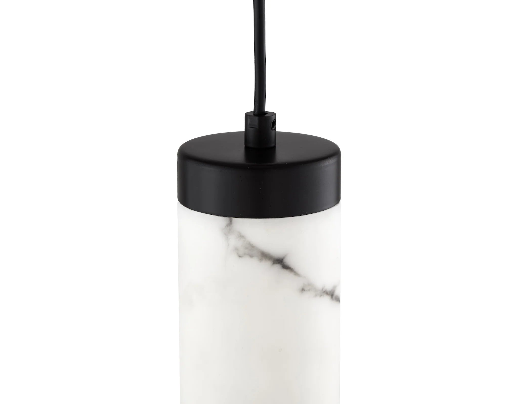 Abaco Alabaster Effect Shade & Black Metal Pendant Light