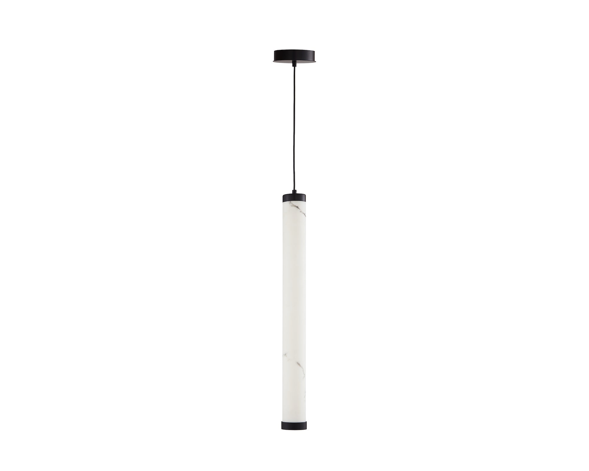 Abaco Pendant Light - Alabaster Effect Shade & Black Metal